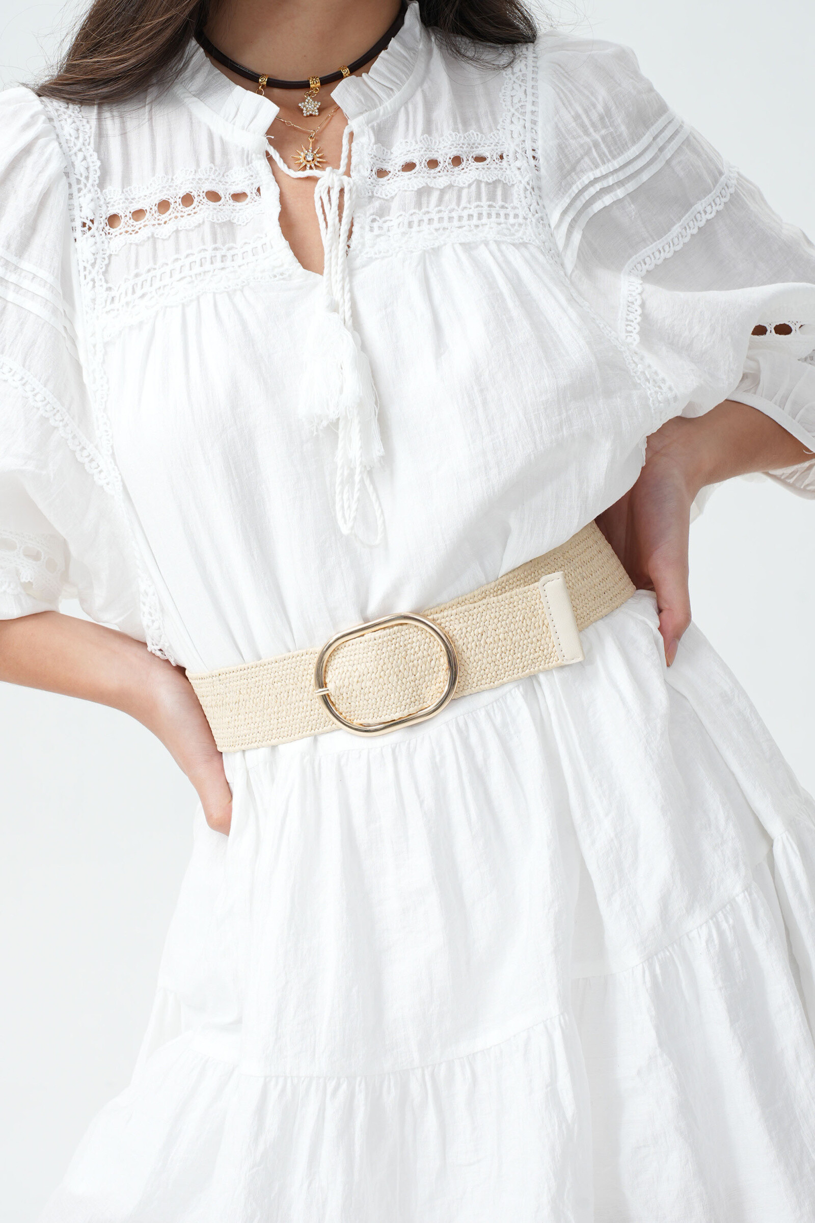 Grossiste Phanie Mode (Phanie accessories) - Ceinture en paille élastique à boucle dorée