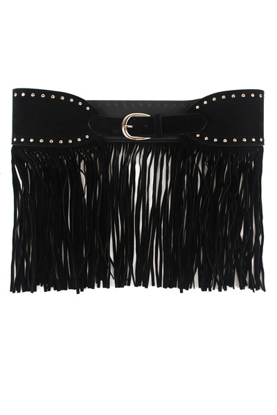 Großhändler Phanie Mode (Phanie accessories) - Breiter Taillengürtel mit Fransen und Nieten Großhändler Phanie Mode (Phanie accessories) - Breiter Taillengürtel mit Fransen und Nieten
