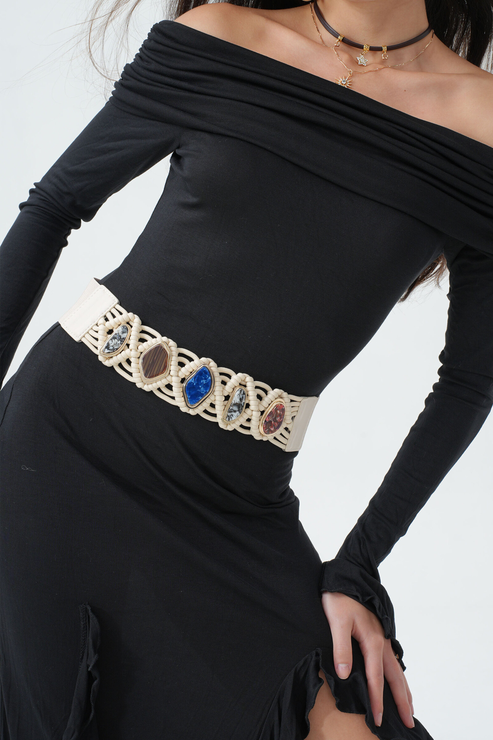 Grossiste Phanie Mode (Phanie accessories) - Ceinture élastique à cordes et ornements