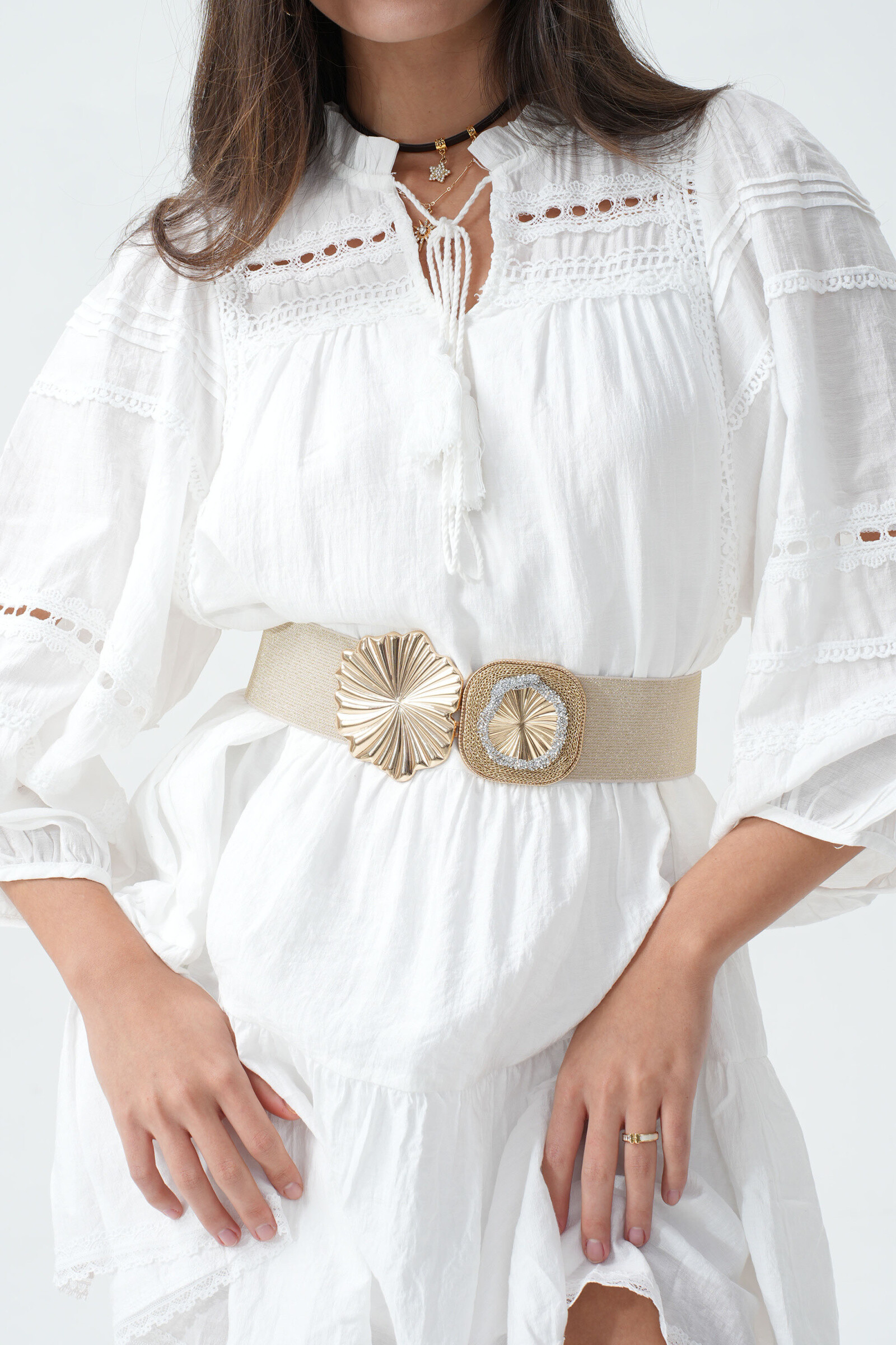 Wholesaler Phanie Mode (Phanie accessories) - Elastic belt in lurex with double curls
