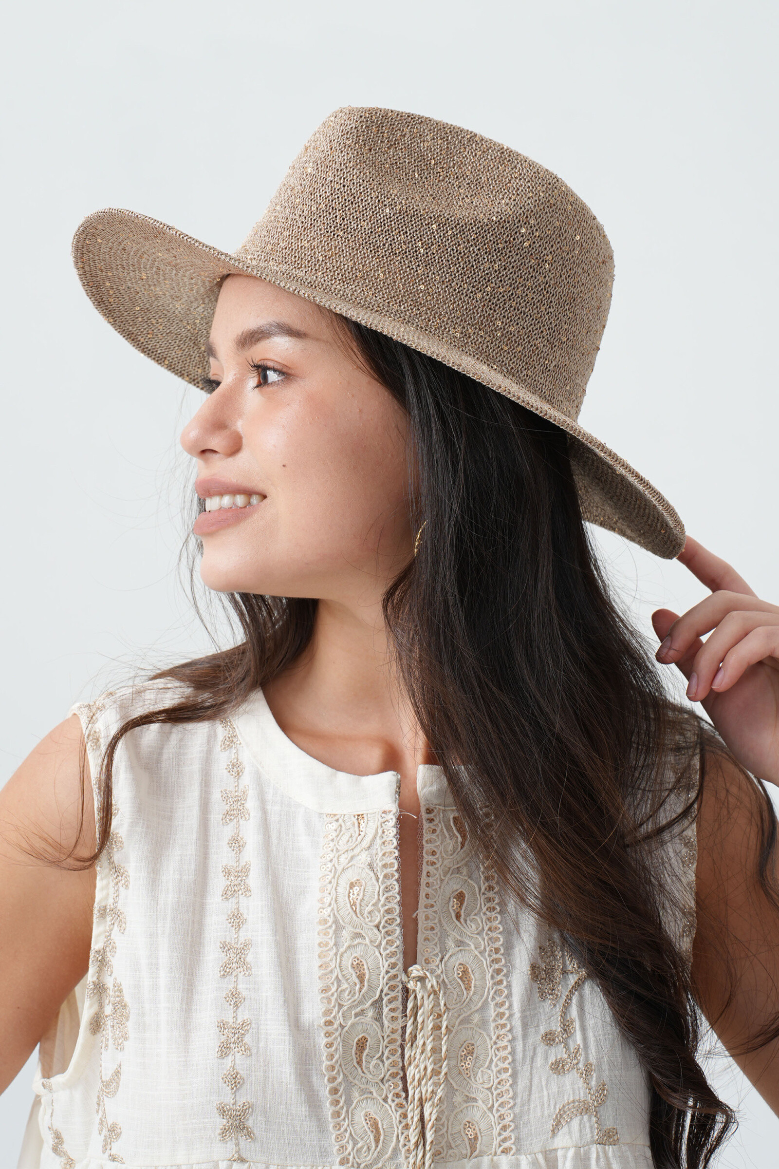 Grossiste Phanie Mode (Phanie accessories) - Chapeau panama à sequins