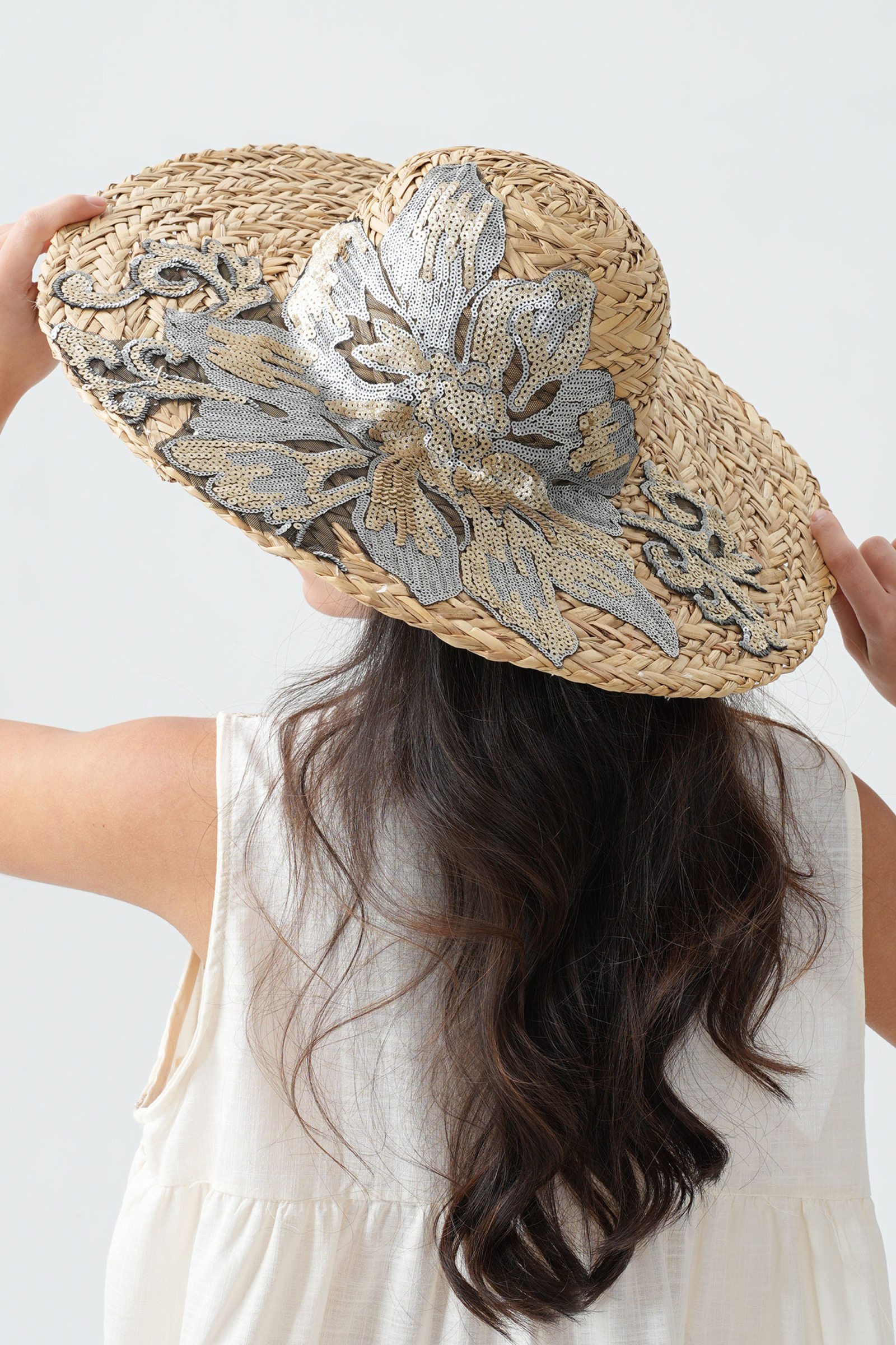 Wholesaler Phanie Mode (Phanie accessories) - Straw hat with sequins lace