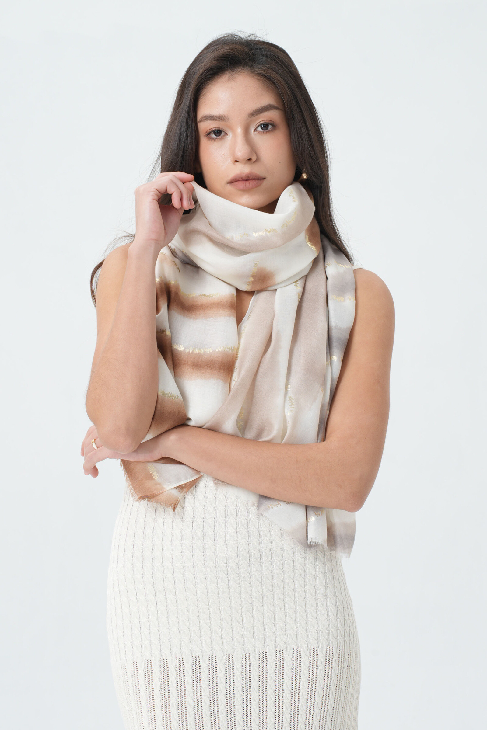 Wholesaler Phanie Mode (Phanie accessories) - Zebrum degraded printed scarf with golden foil