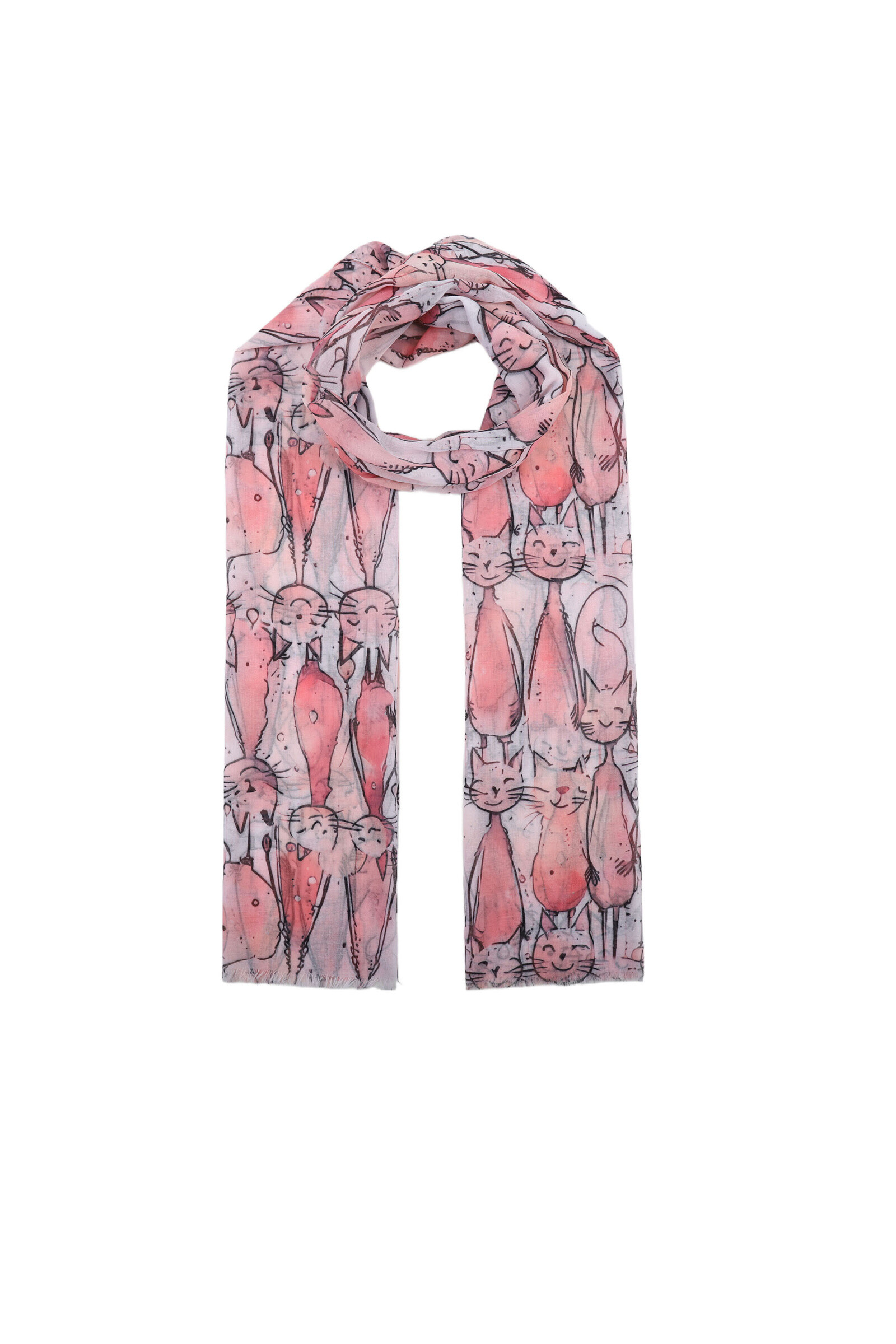 Wholesaler Phanie Mode (Phanie accessories) - Aquarelle cat printed scarf
