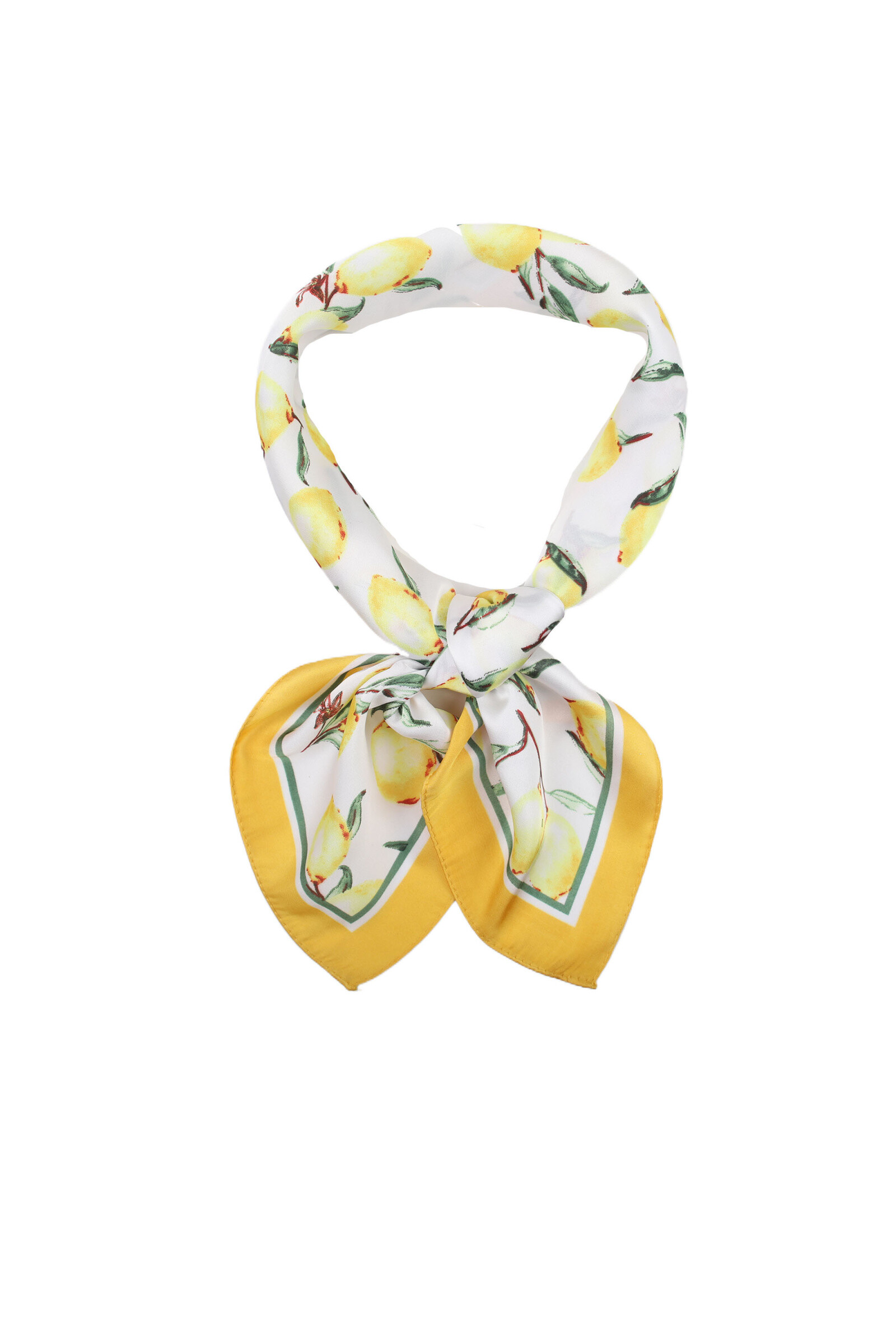Wholesaler Phanie Mode (Phanie accessories) - Small satin square touch print lemons printed