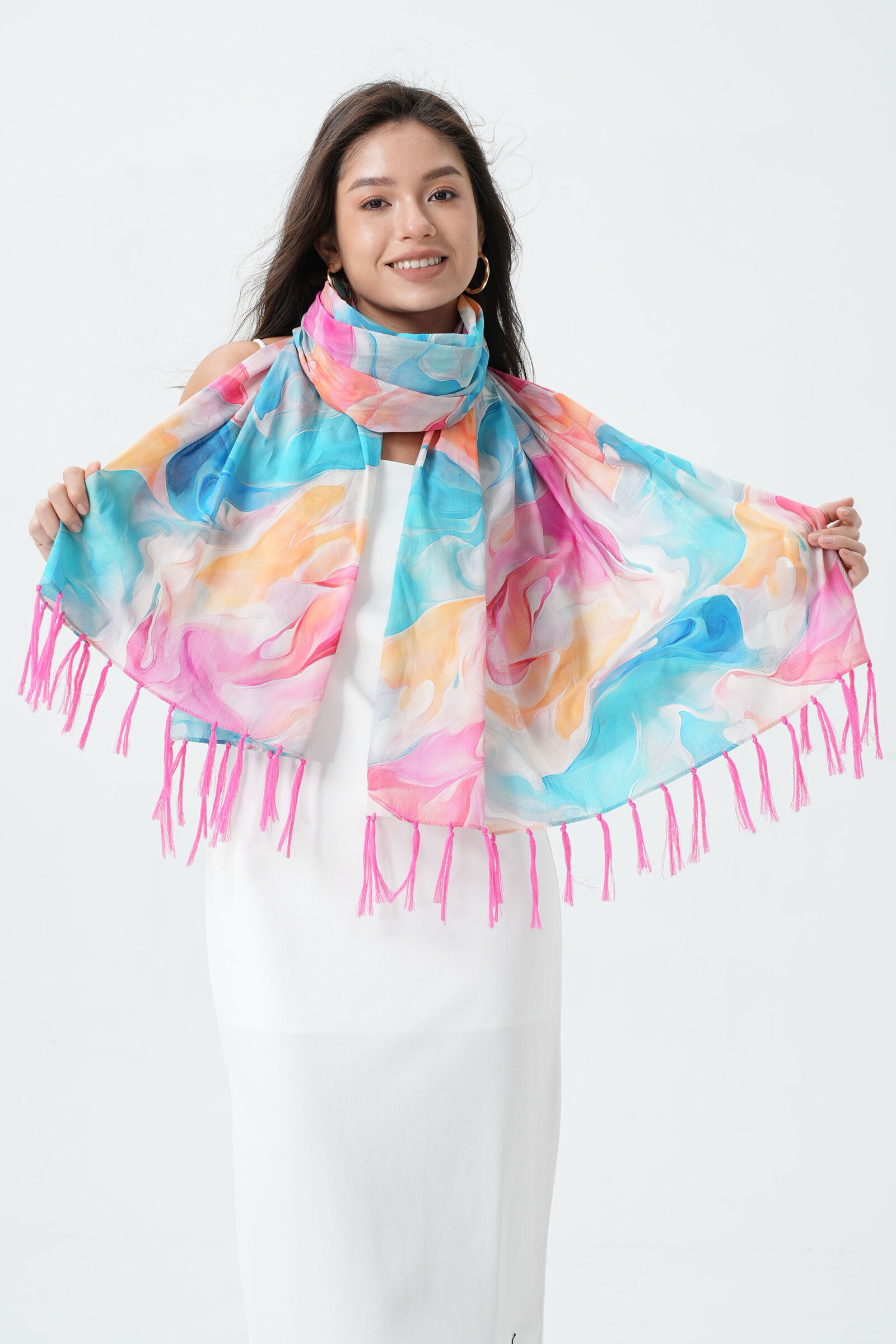 Wholesaler Phanie Mode (Phanie accessories) - Cotton scarf with fringes
