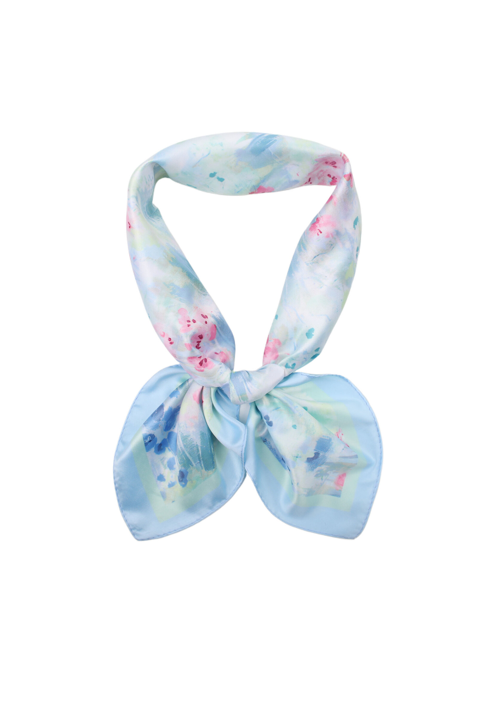Wholesaler Phanie Mode (Phanie accessories) - Small satin square touch printed silk colorful flowers