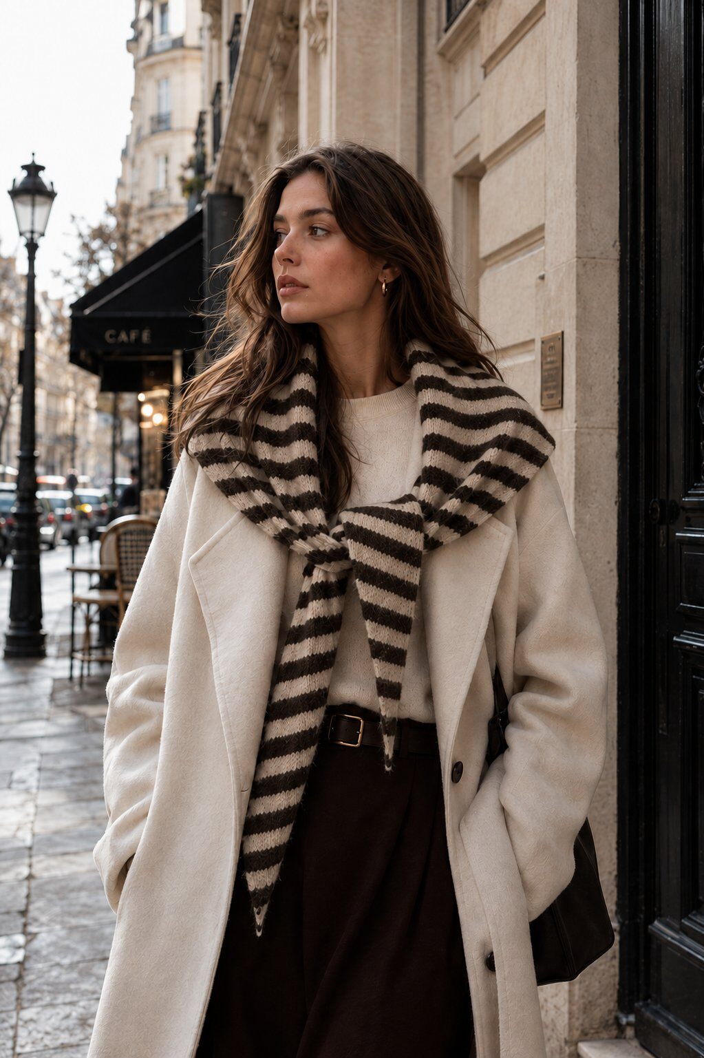 Grossista Phanie Mode (Phanie accessories) - Sciarpa triangolare a righe da annodare
