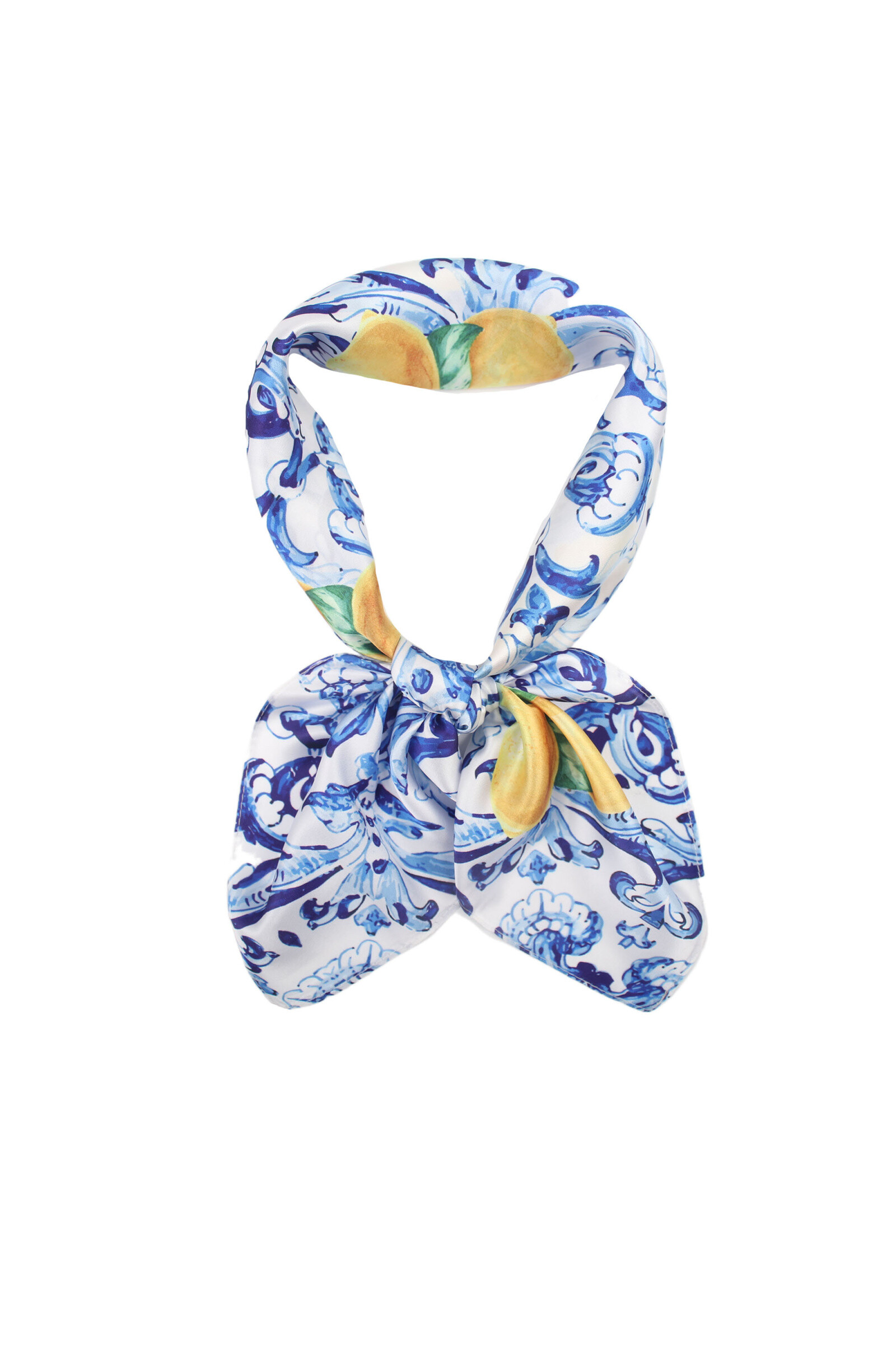Grossista Phanie Mode (Phanie accessories) - Foulard quadrato stampato limone & mosaico italiano - Tocco seta - Spirito Positano