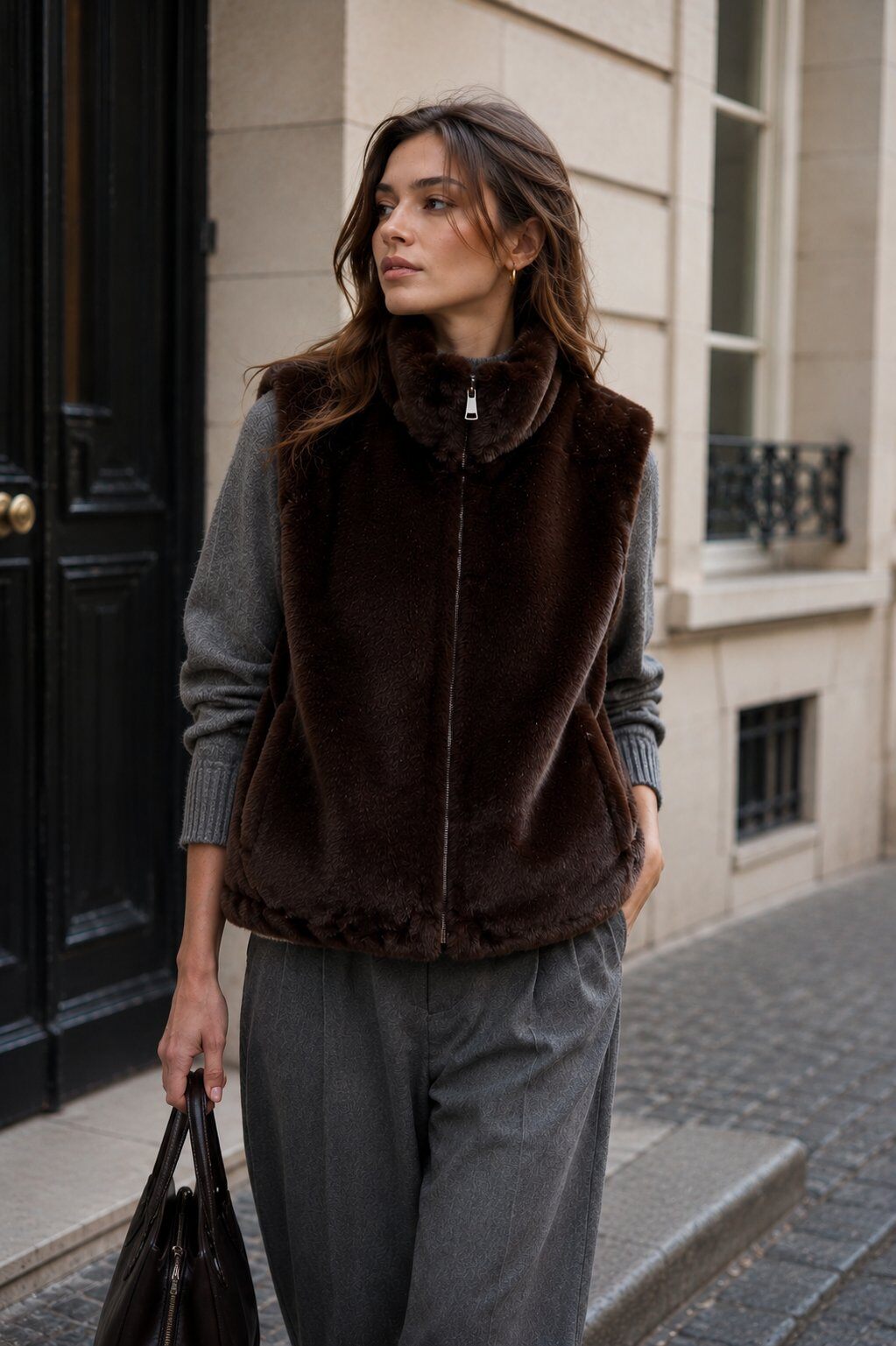 Grossista Phanie Mode (Phanie accessories) - Gilet senza maniche in pelliccia sintetica