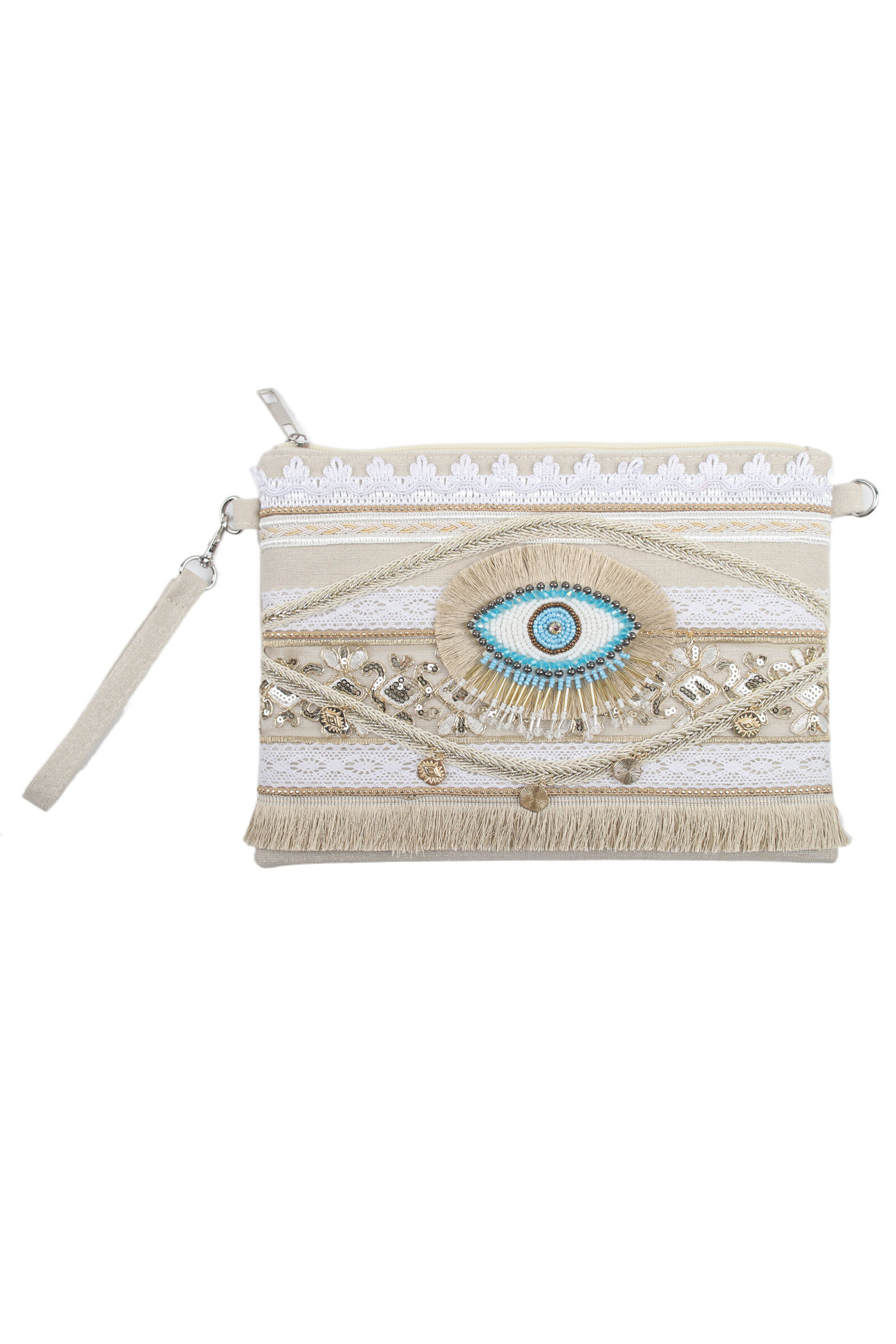 Grossista Phanie Mode (Phanie accessories) - Pochette bohémien Protettore dell'Occhio - pizzo, paillettes e perle