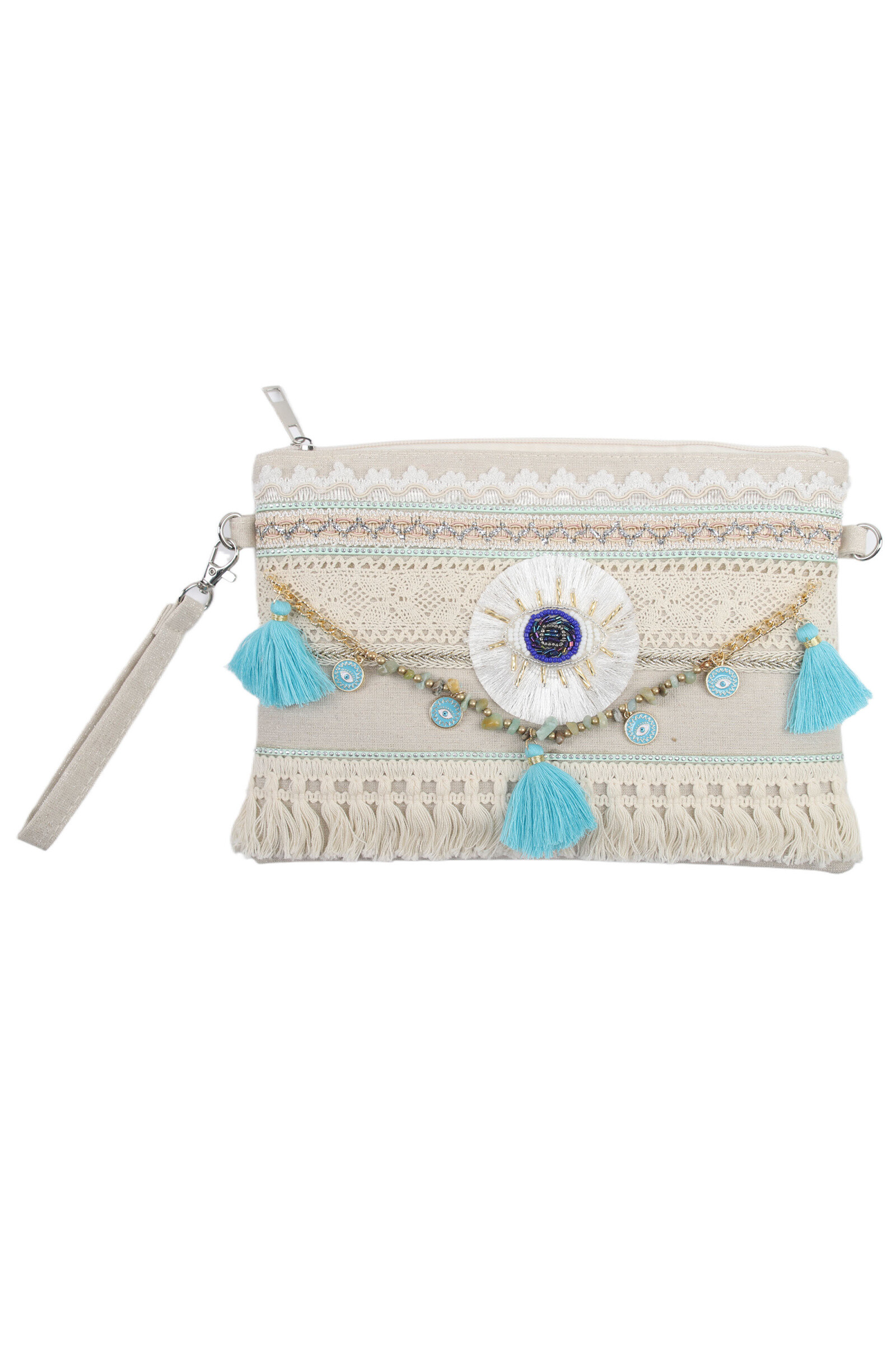 Grossista Phanie Mode (Phanie accessories) - Pochette bohémien Protettore Oculare - nappine, pizzo e collane di pietre