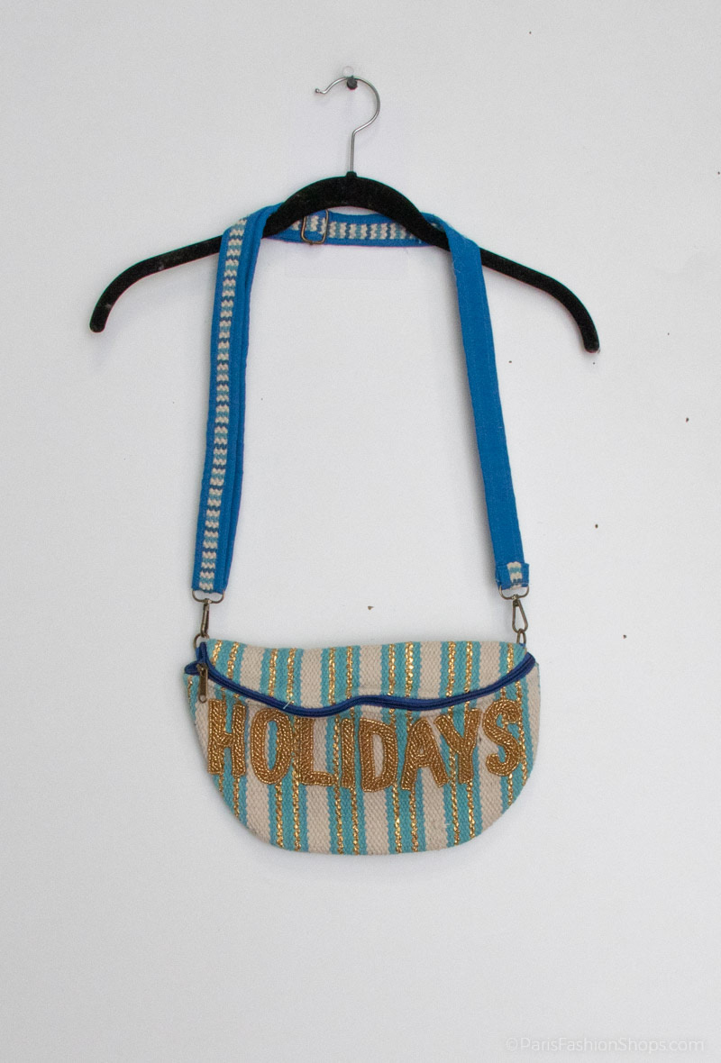 Wholesaler Phanie Mode (Phanie accessories) - Striped fanny pack with embroidered word