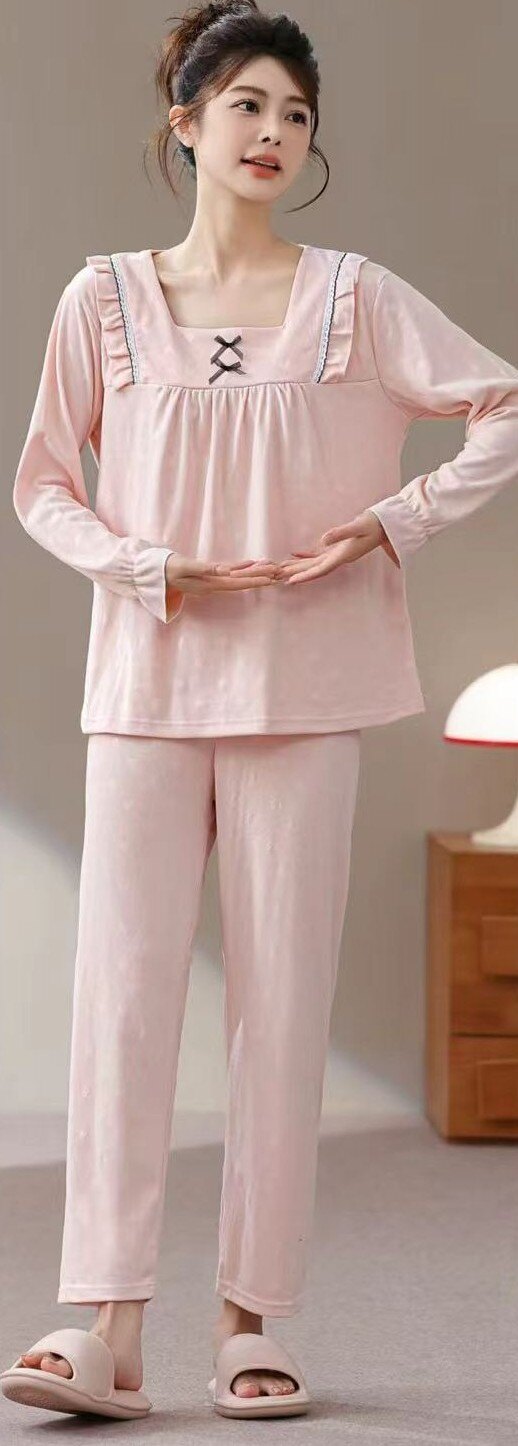 Großhändler PHENIX ROUGE - Damen Thermo 2-teiliger Pyjama mit eckigem Ausschnitt ROSA