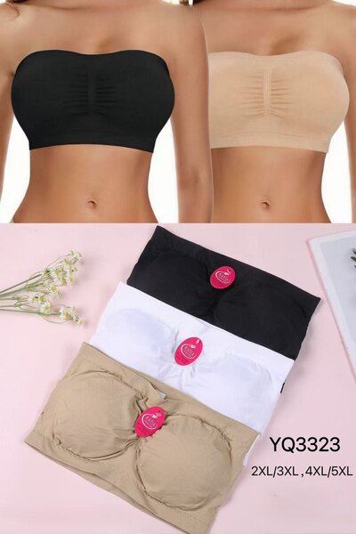 Wholesaler PHENIX ROUGE - Seamless Plus Size Bandeau Bra with Cups Wholesaler PHENIX ROUGE - Seamless Plus Size Bandeau Bra with Cups