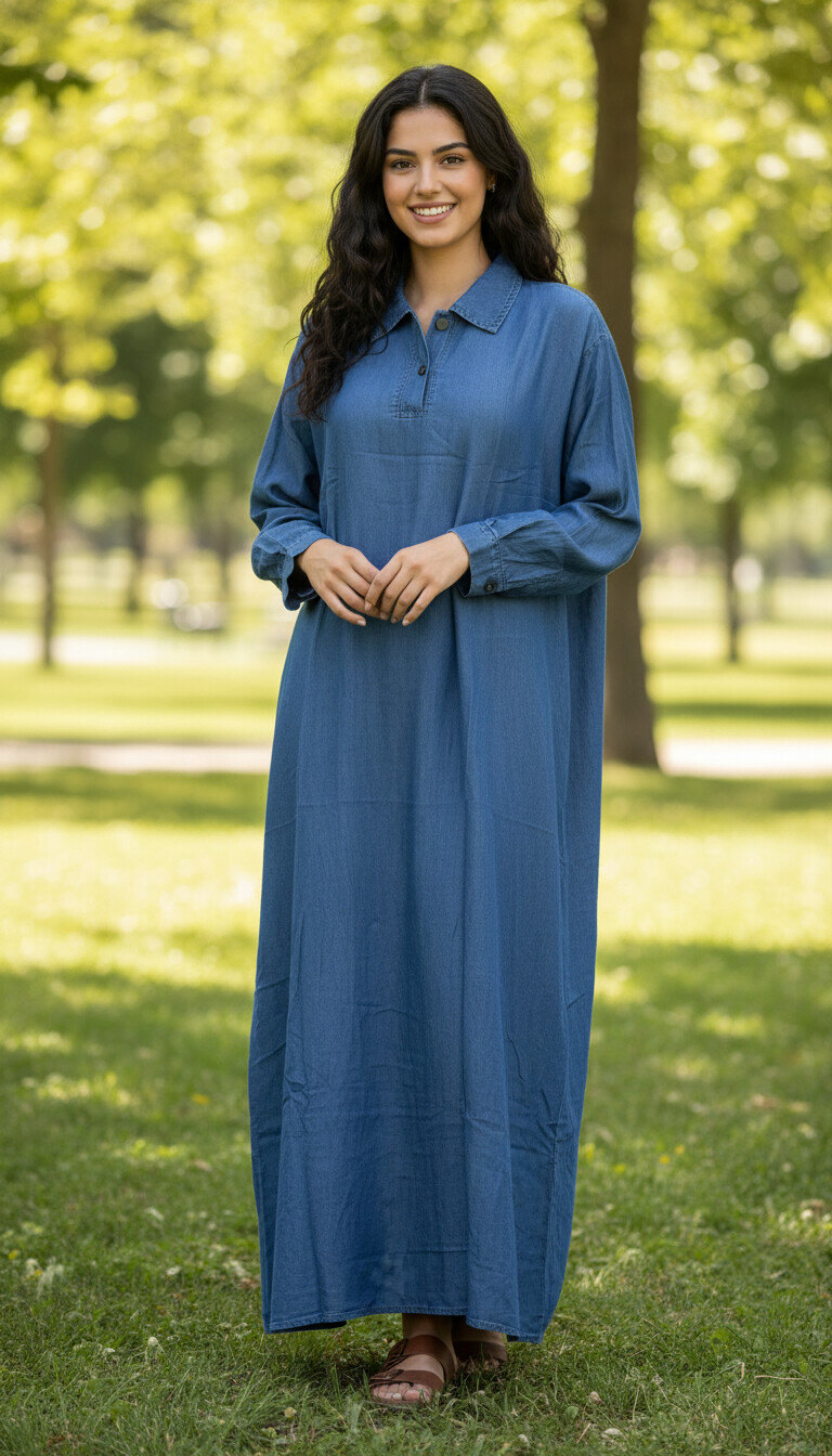 Mayorista PHI PHI STAR - Vestido largo casual de mezclilla suelta Vestido largo versátil recto con mangas largas y solapa para mujer