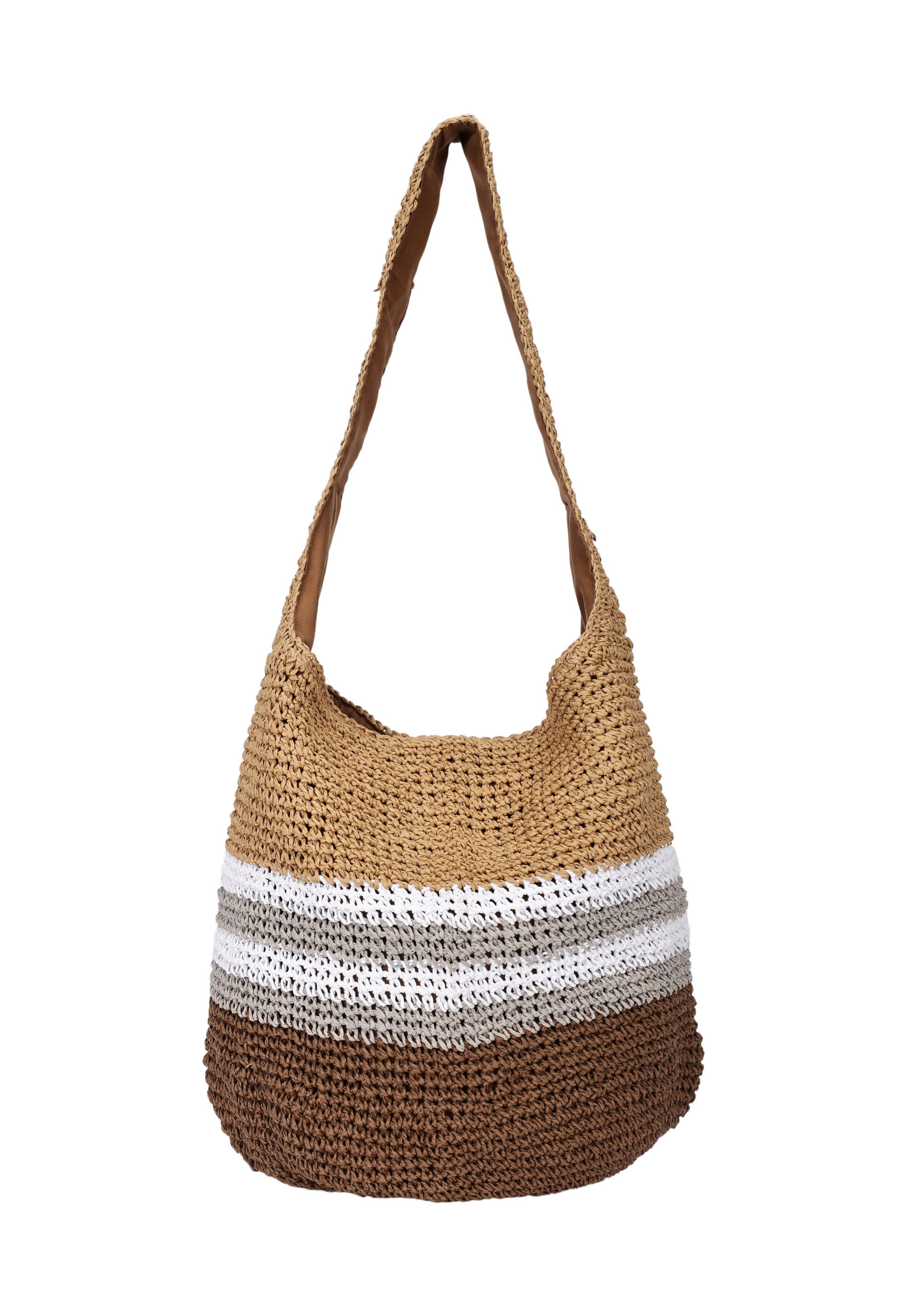 Mayorista PHIL - Bolso hobo de rafia tejida a rayas con asa larga y suave, estilo veraniego casual