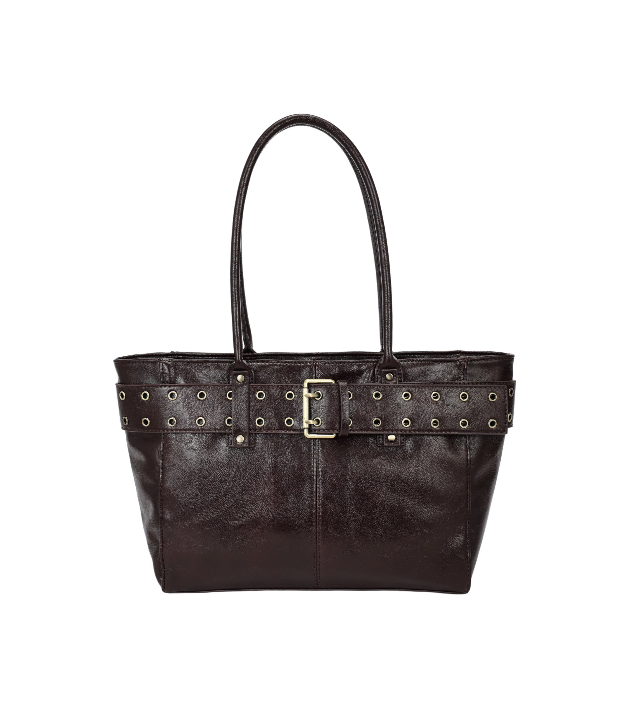 Wholesaler PHIL - Women's Shopping Bag with Decorative Belt and Studs