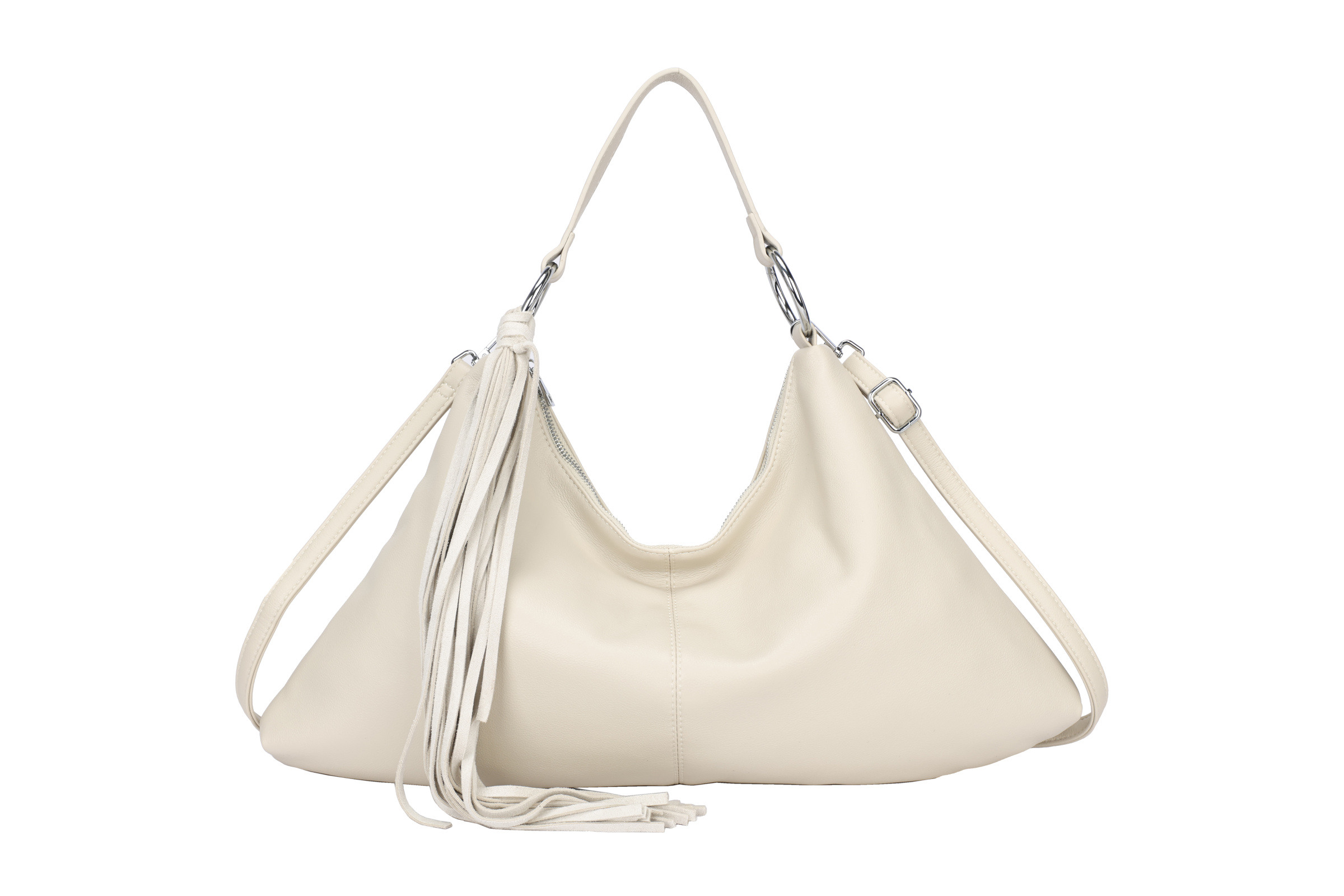 Wholesaler PHIL - Soft shoulder bag with fringes and strap – elegant casual women's handbag