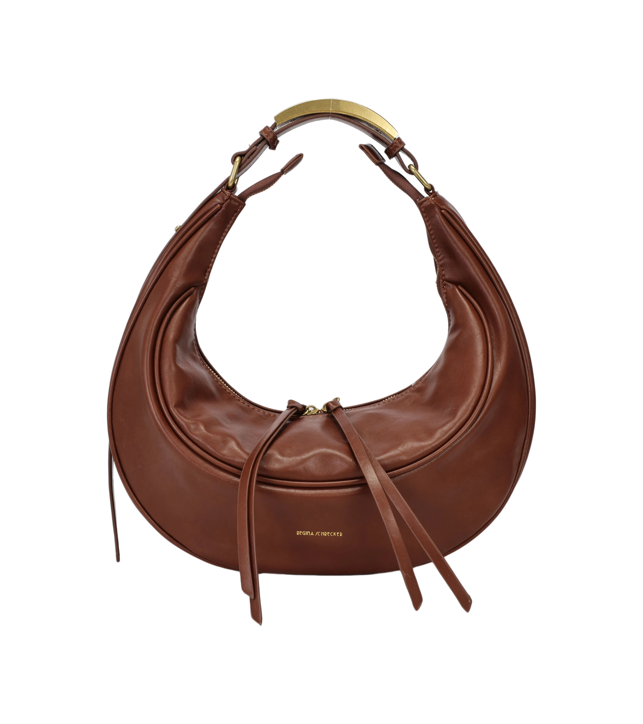 Wholesaler PHIL - Half-Moon Hobo Bag with Metal Handle and Knotted Details