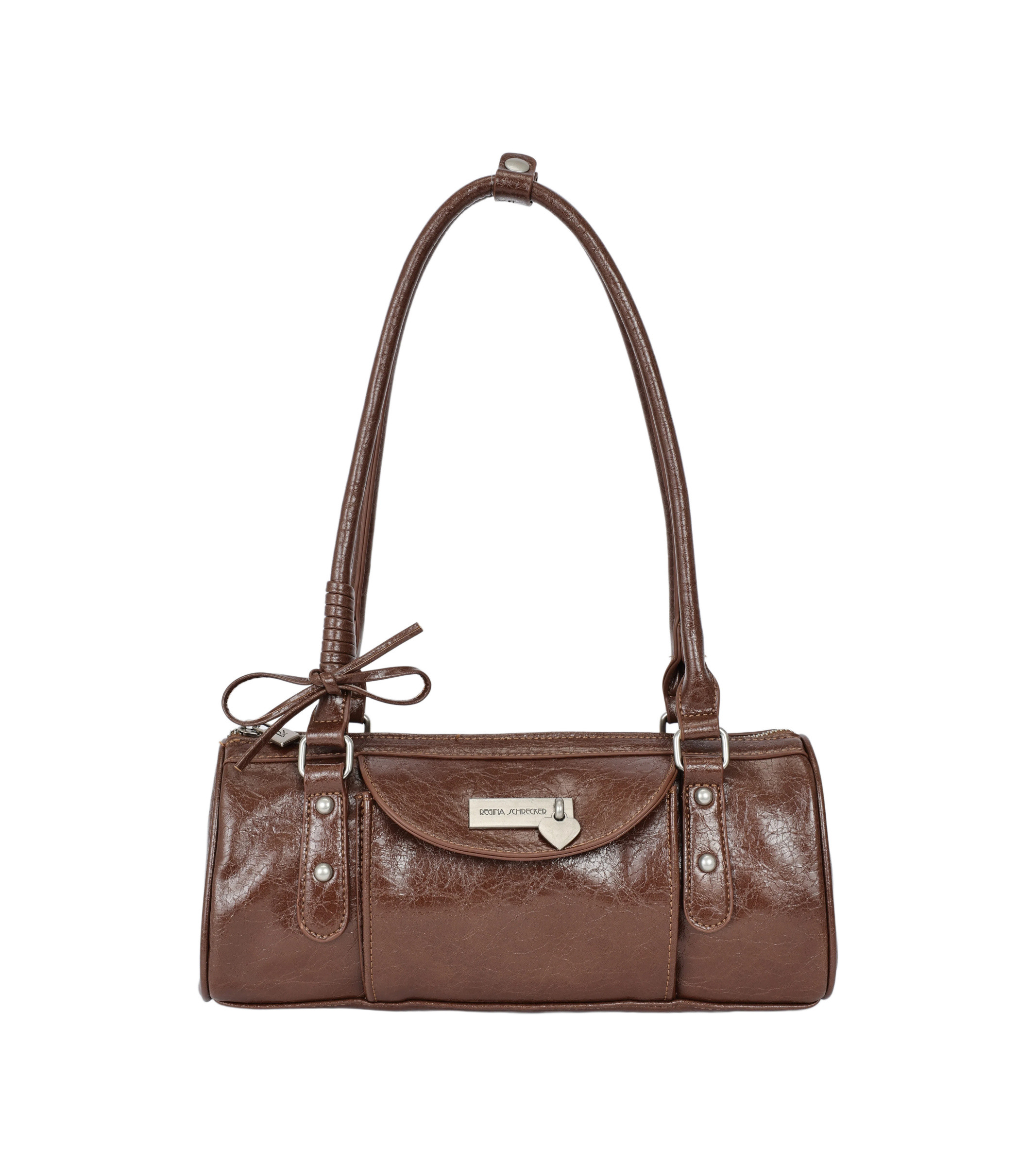 Wholesaler PHIL - Vintage Effect Shoulder Bag with Front Pocket and Decorative Bow