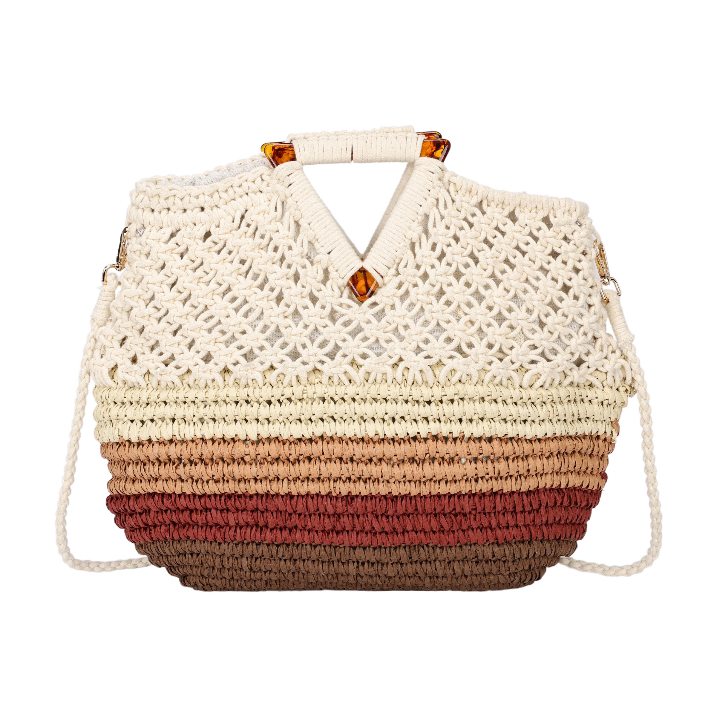 Mayorista PHIL - Bolso shopper mujer multicolor trenzado – Bolso de playa veraniego estilo boho