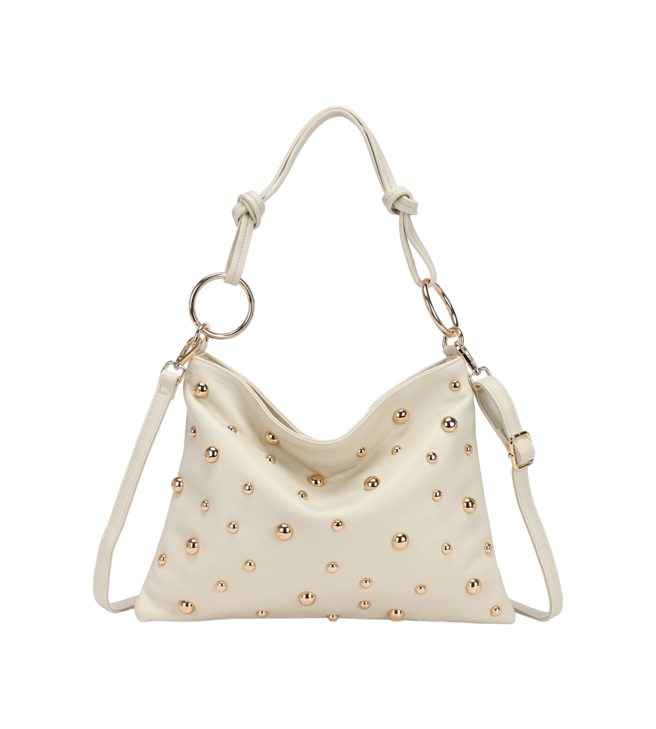 Wholesaler PHIL - Hobo bag with golden studs – elegant soft shoulder bag for women