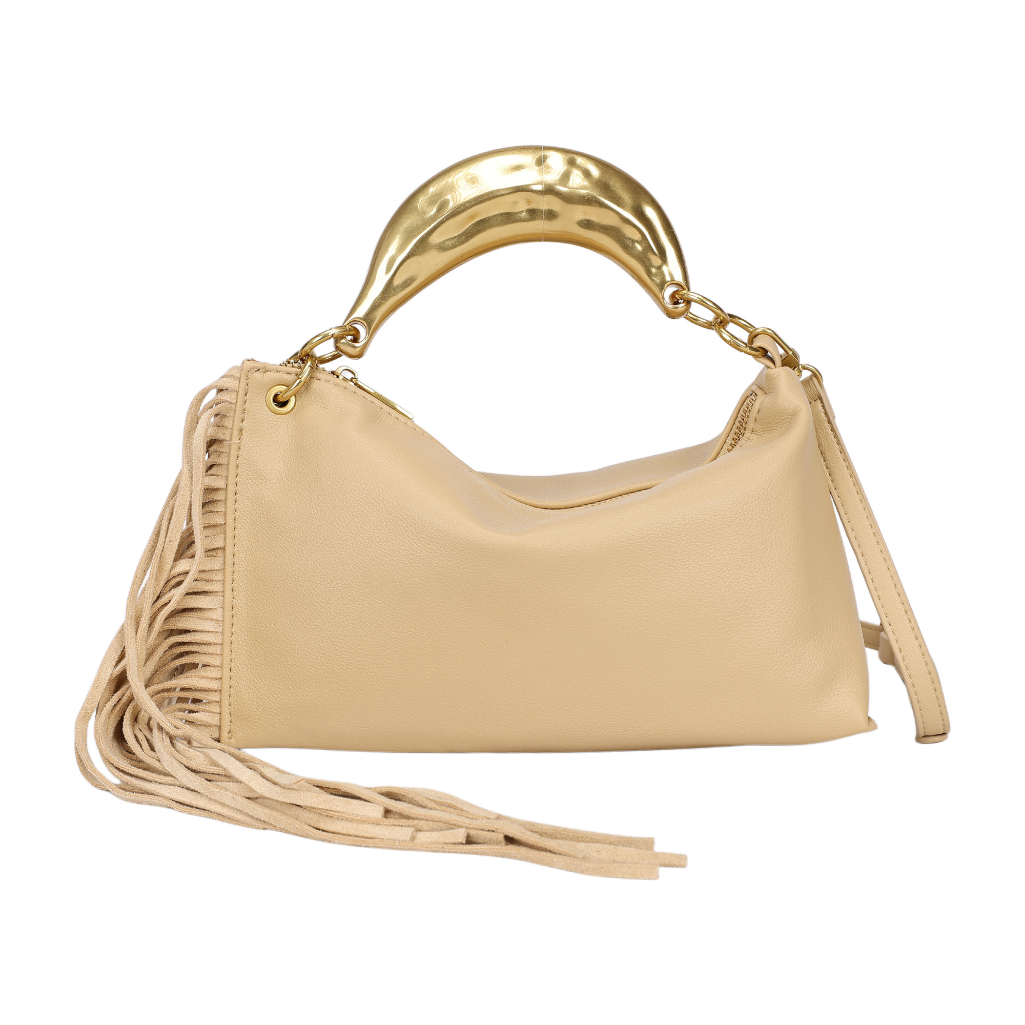 Mayorista PHIL - Bolso de mujer con flecos y asa dorada – Bolso bandolera elegante estilo boho chic