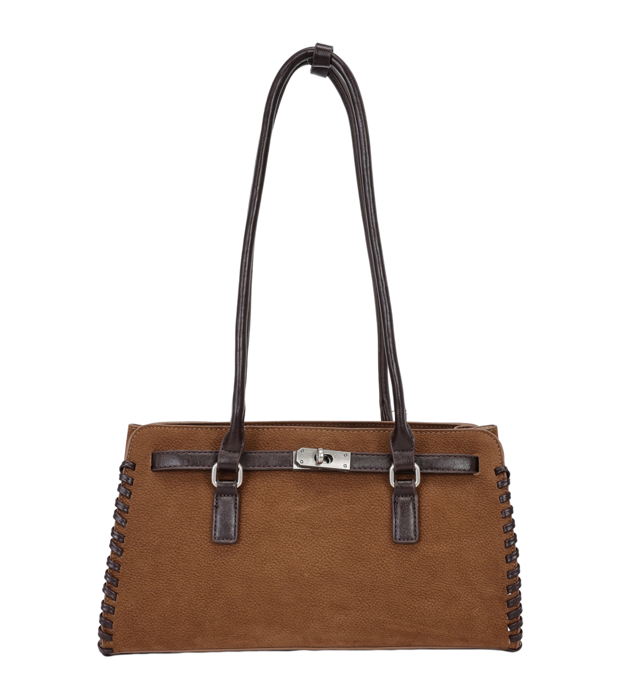 Grossista PHIL - Borsa Shopping a Spalla con Dettagli Intrecciati e Chiusura Elegante
