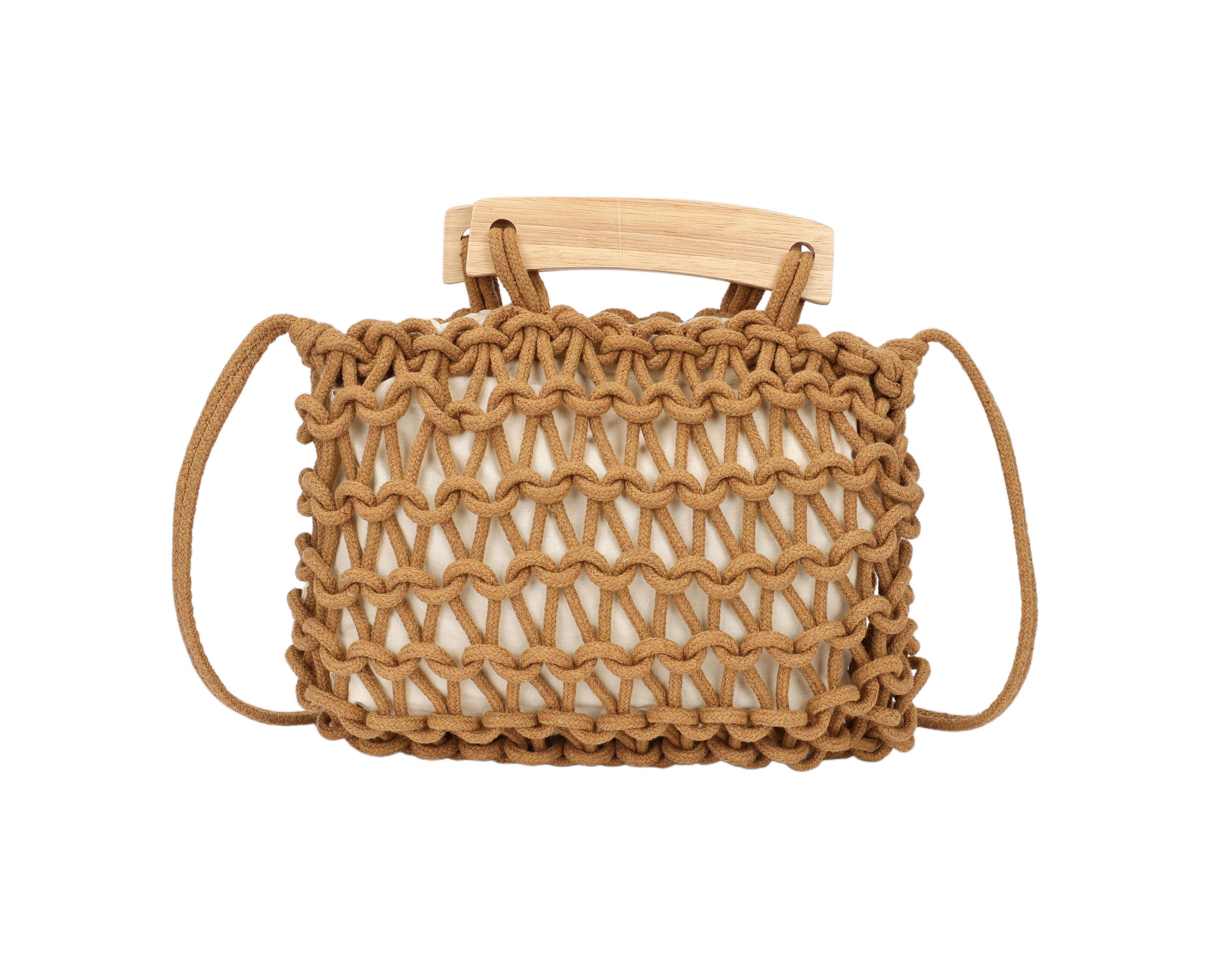 Mayorista PHIL - Bolso de mujer trenzado con asa de madera – Bolso de verano estilo boho chic