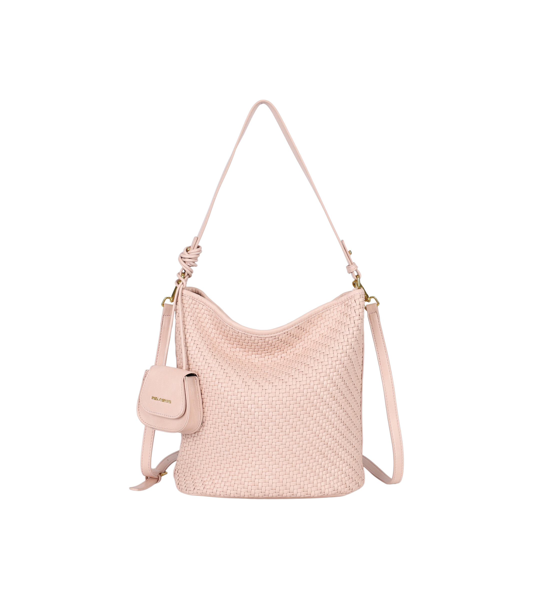 Großhändler PHIL - Geflochtene Damen-Schultertasche mit Mini-Pouch – geräumige Schultertasche mit verstellbarem Riemen elegant lässig sommerlich