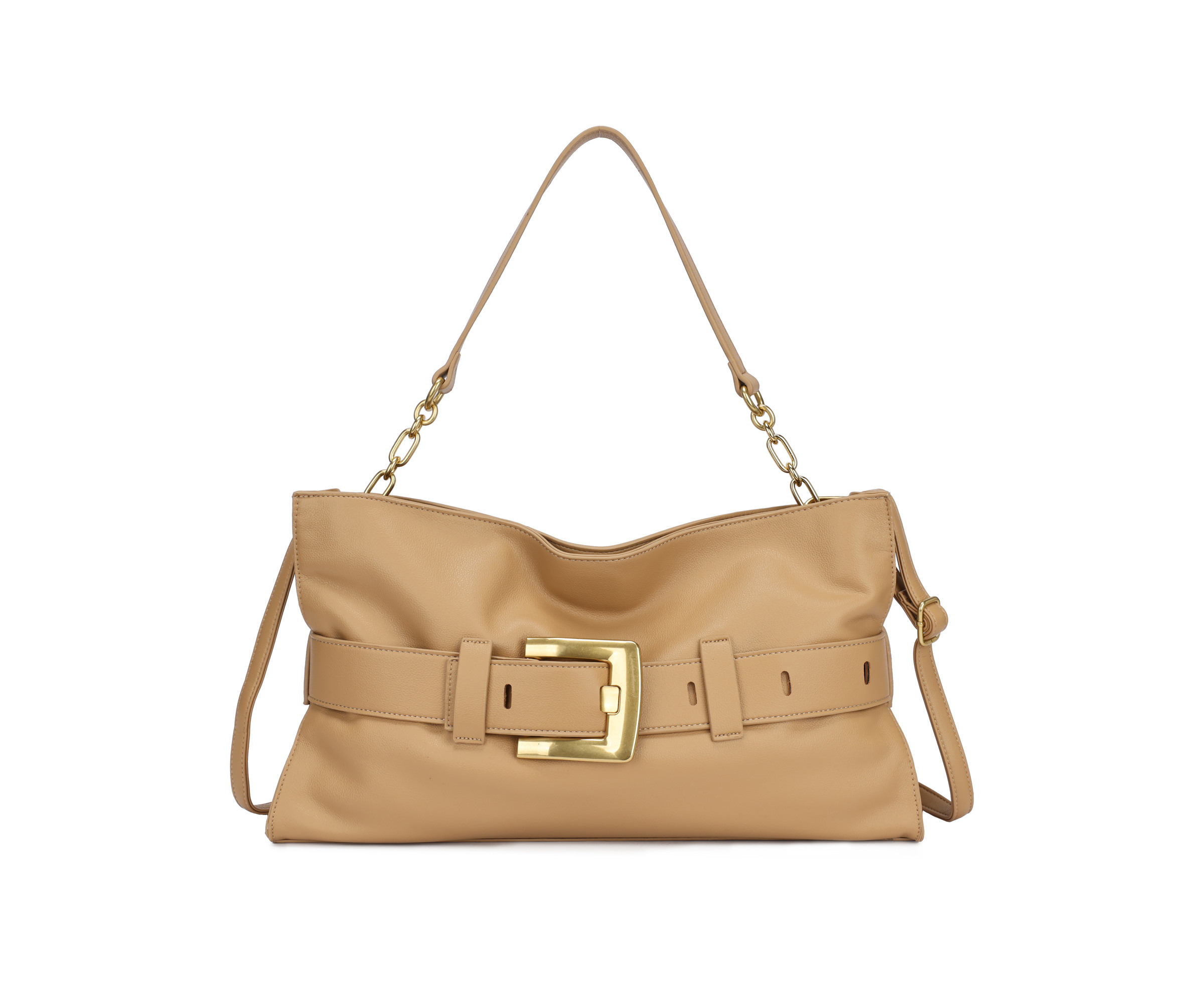 Grossista PHIL - Borsa a spalla donna grande in ecopelle con fibbia maxi – shoulder bag elegante con catena, capiente e moderna