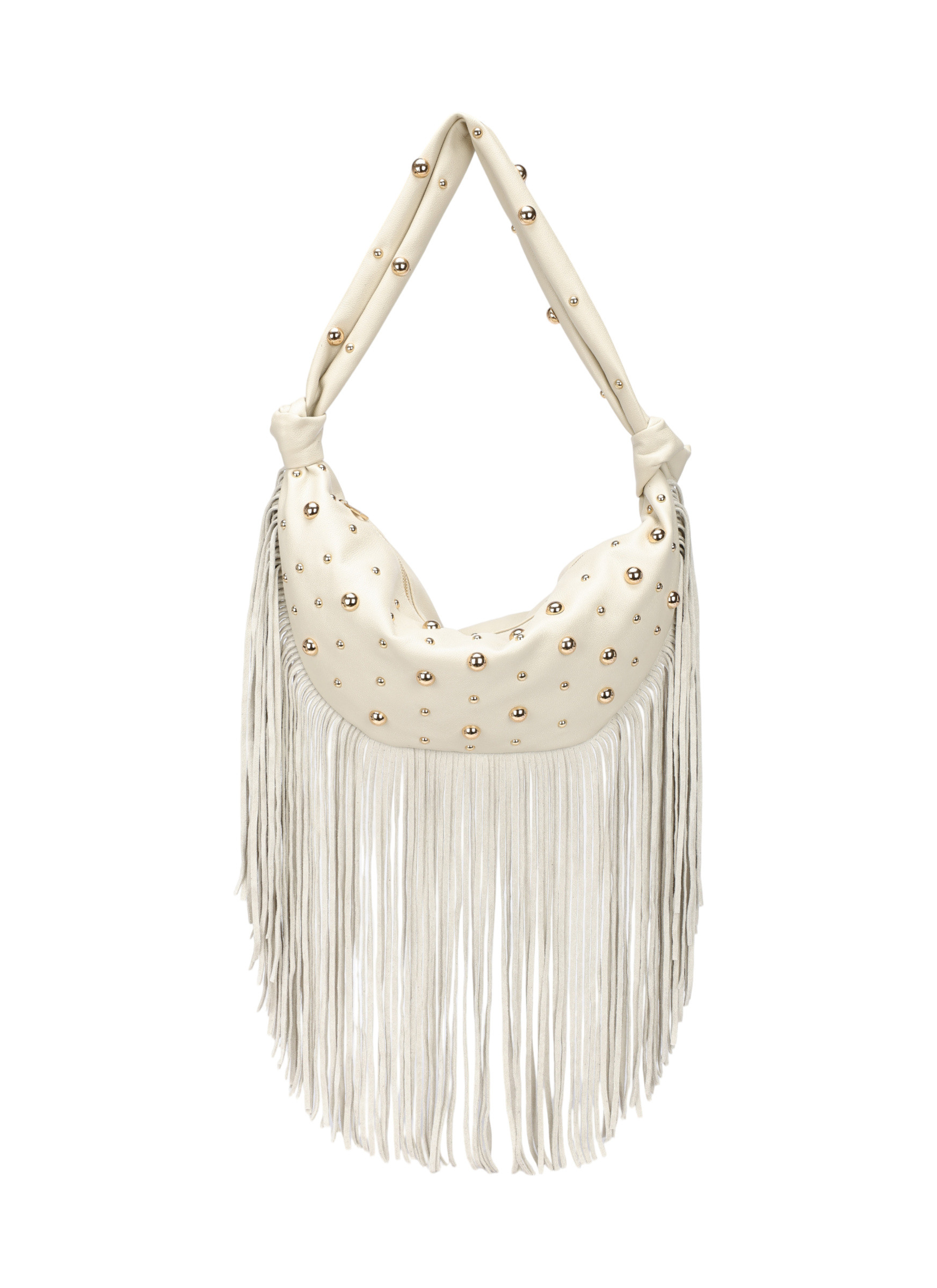 Wholesaler PHIL - Hobo bag with long fringes and studs – women's maxi boho style bag