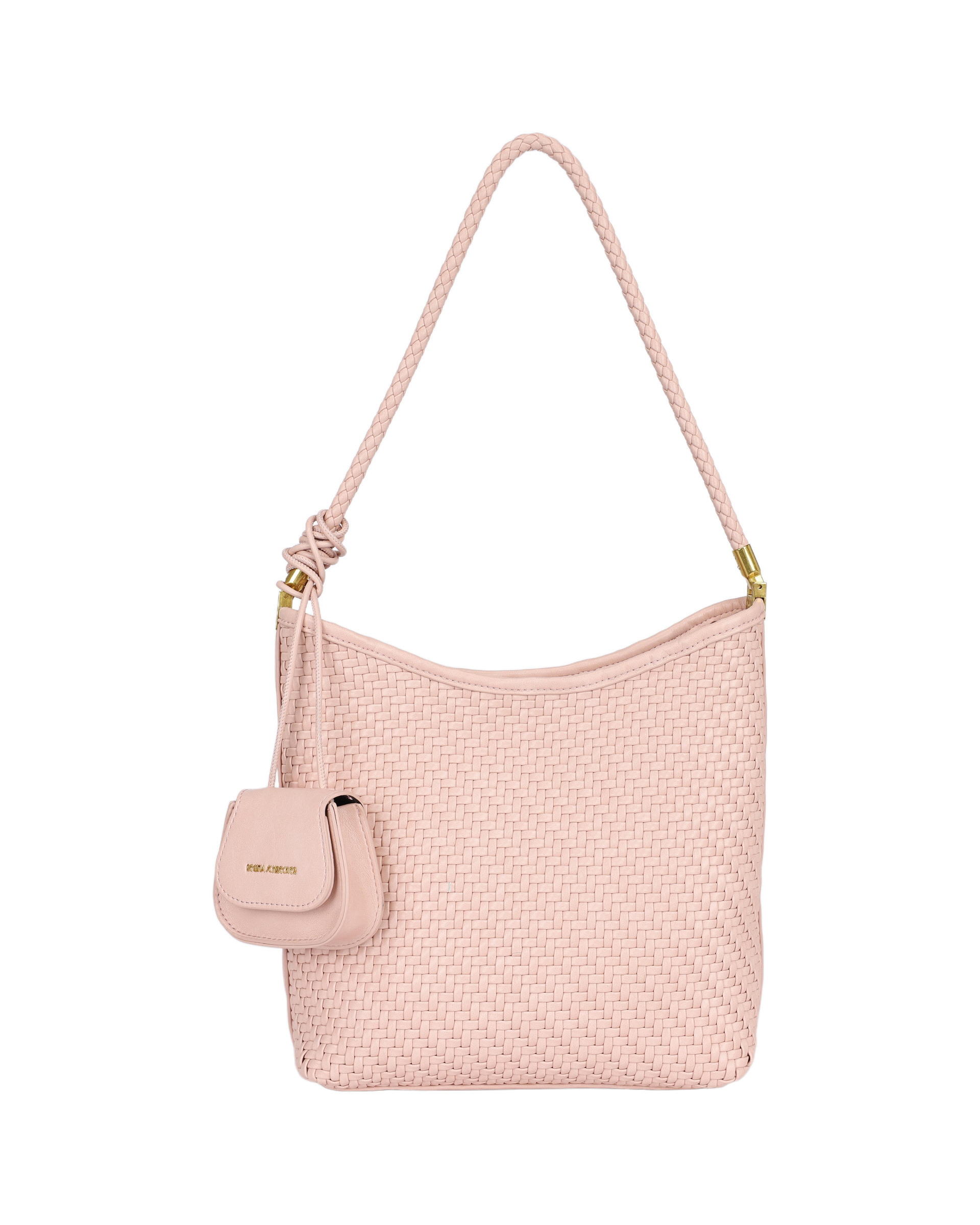Wholesaler PHIL - Women's woven shoulder bag with pouch – soft, spacious shoulder bag with braided handle in an elegant casual style