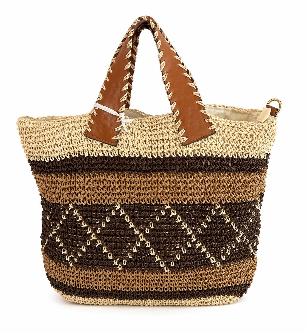 Mayorista PHIL - Bolso shopper mujer trenzado multicolor – Bolso de playa veraniego estilo boho chic
