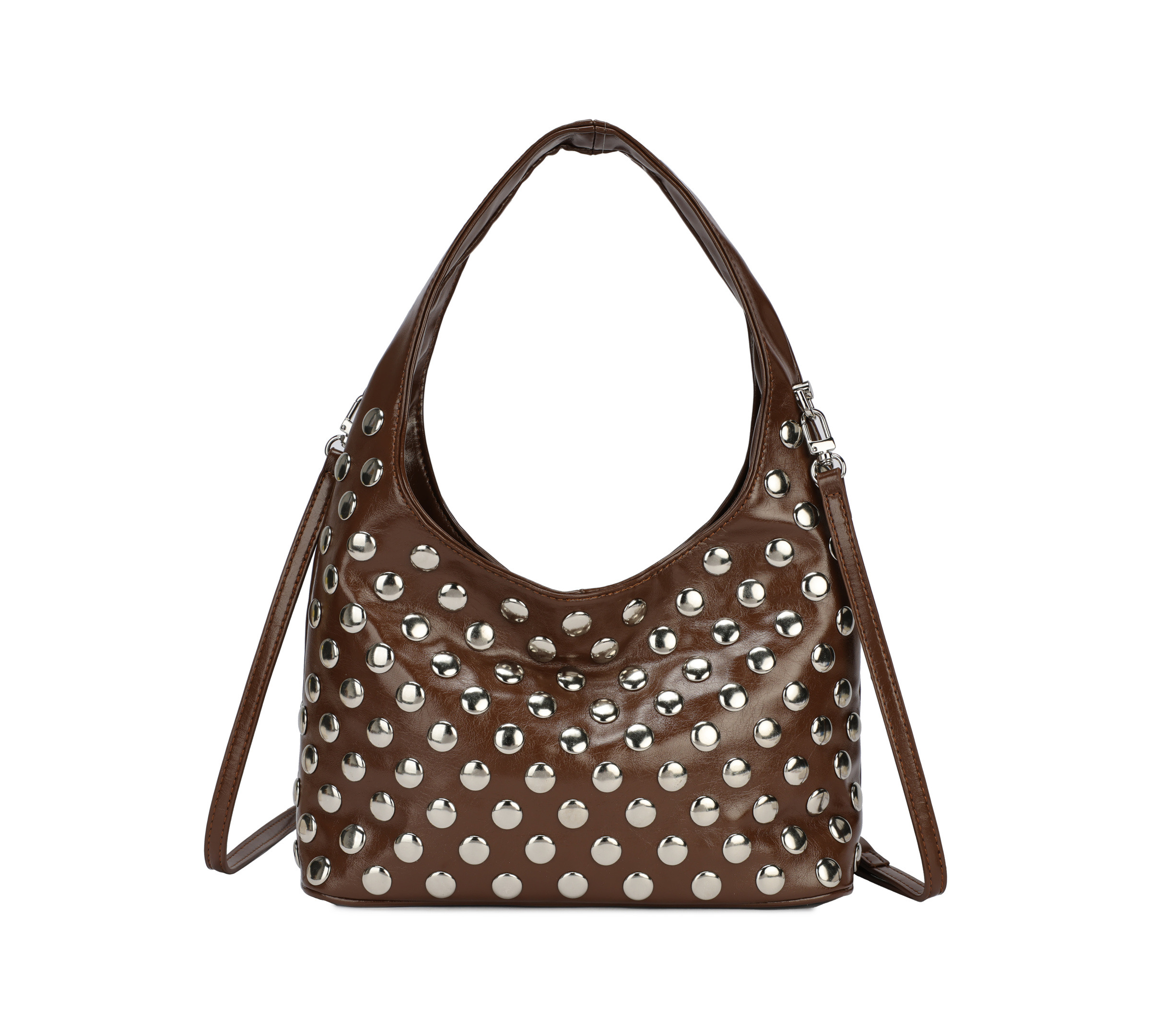 Grossista PHIL - Borsa a spalla donna con borchie in ecopelle – shoulder bag stile hobo elegante, capiente e fashion