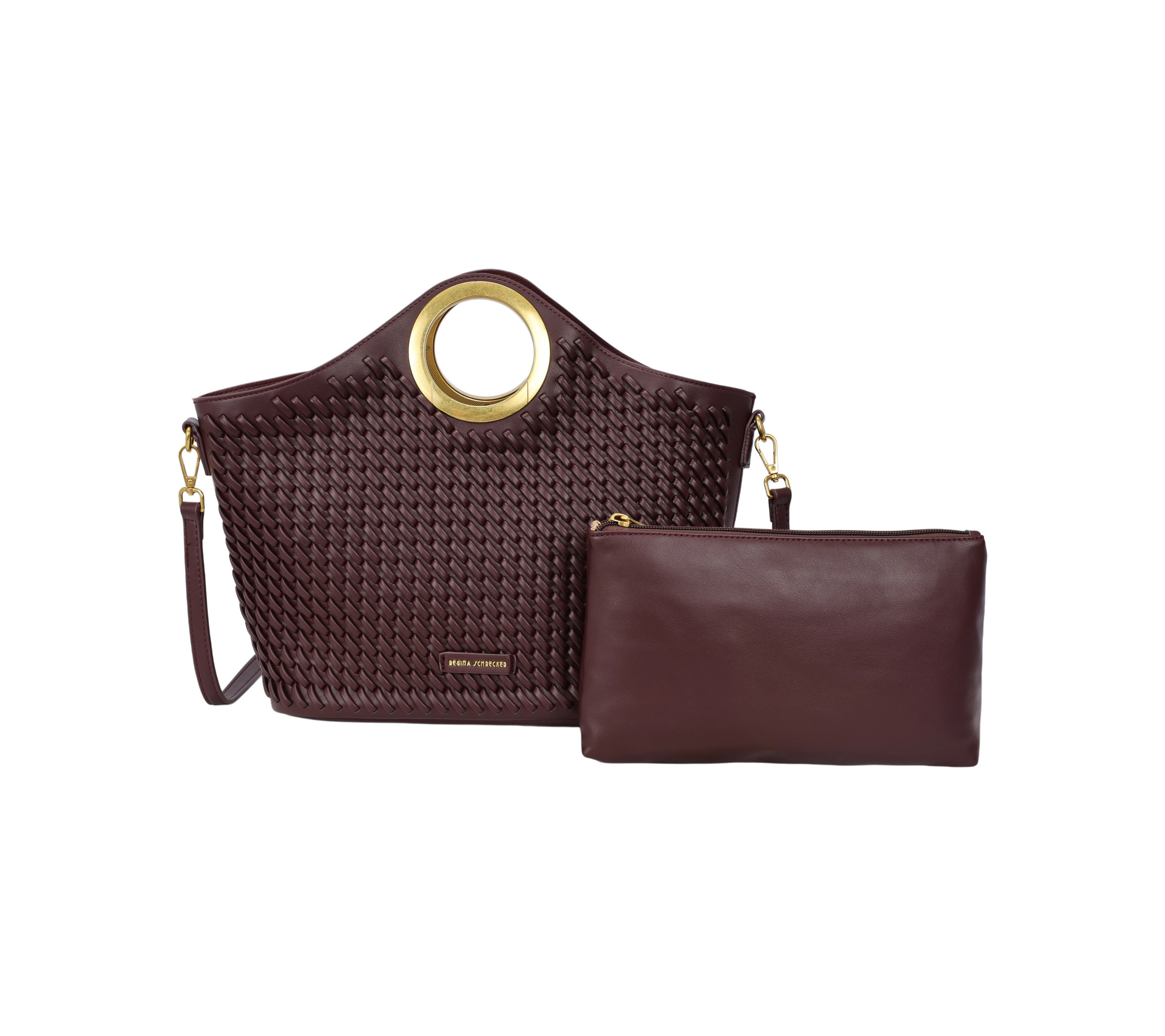 Wholesaler PHIL - Women's Woven Shopping Bag with Ring Handles and Pouch