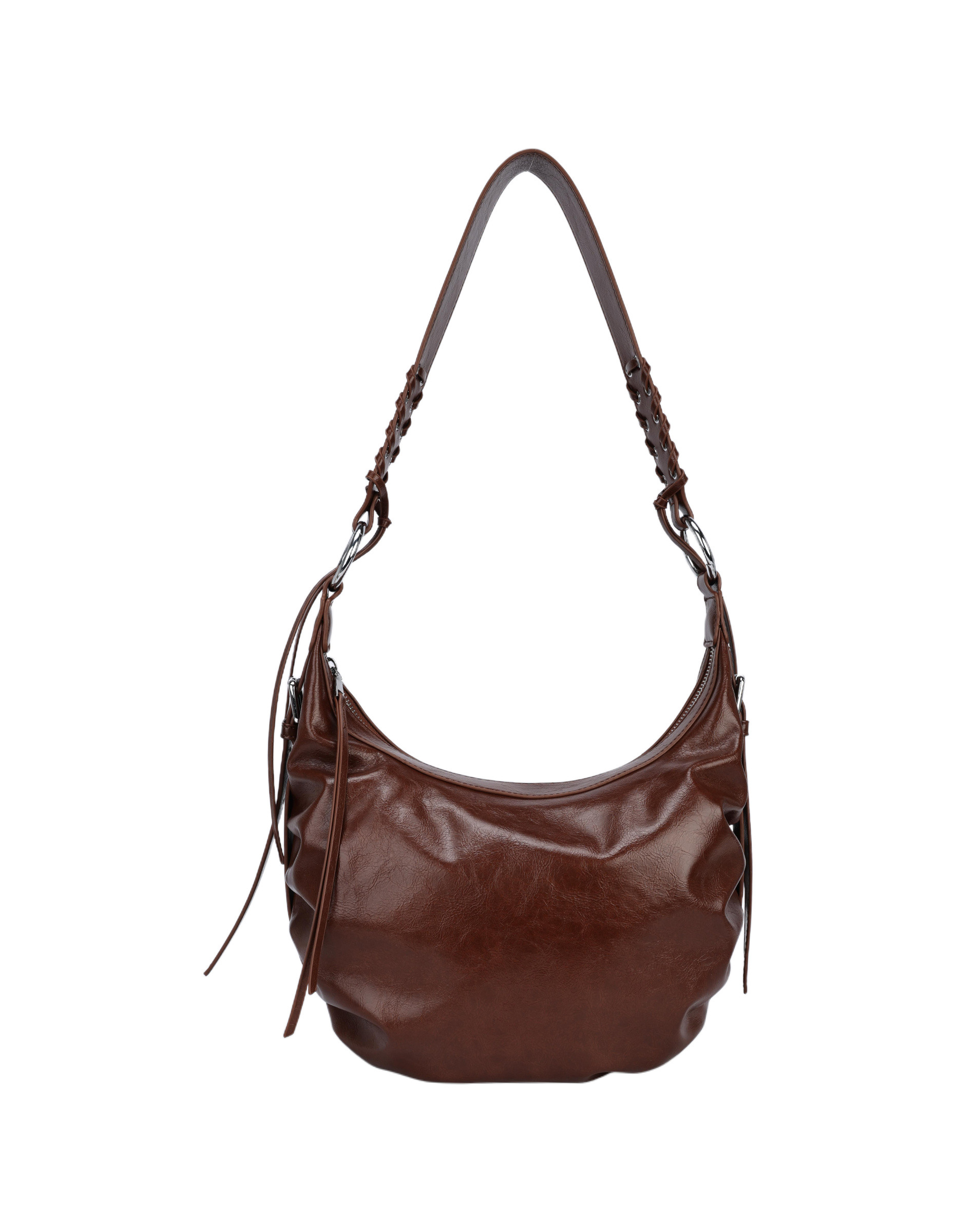 Wholesaler PHIL - Soft shoulder bag with braided details and zipper – women's casual elegant shoulder bag