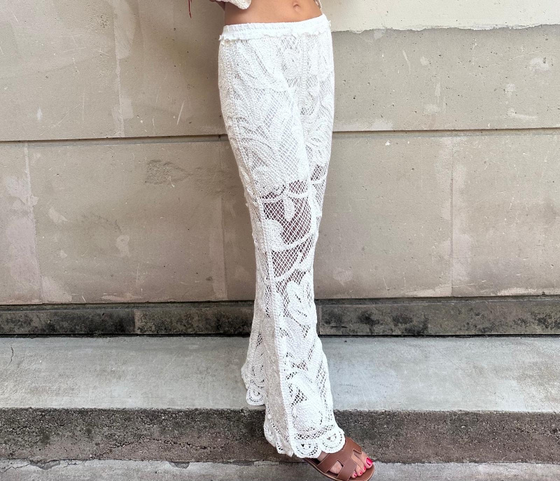 Grossiste PINKA - Pantalon  A Taille Elastique De Plage En Maille Au Crochet