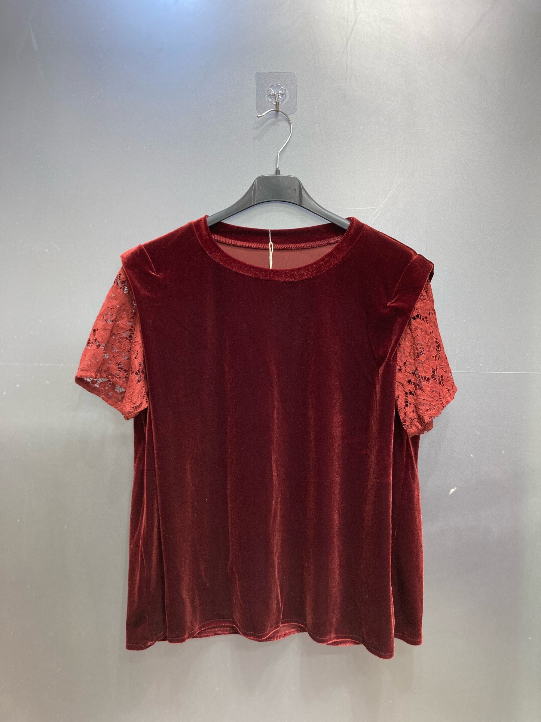 Wholesaler PINKA - Round Neck T-Shirt Short Lace Sleeve Round Neck
