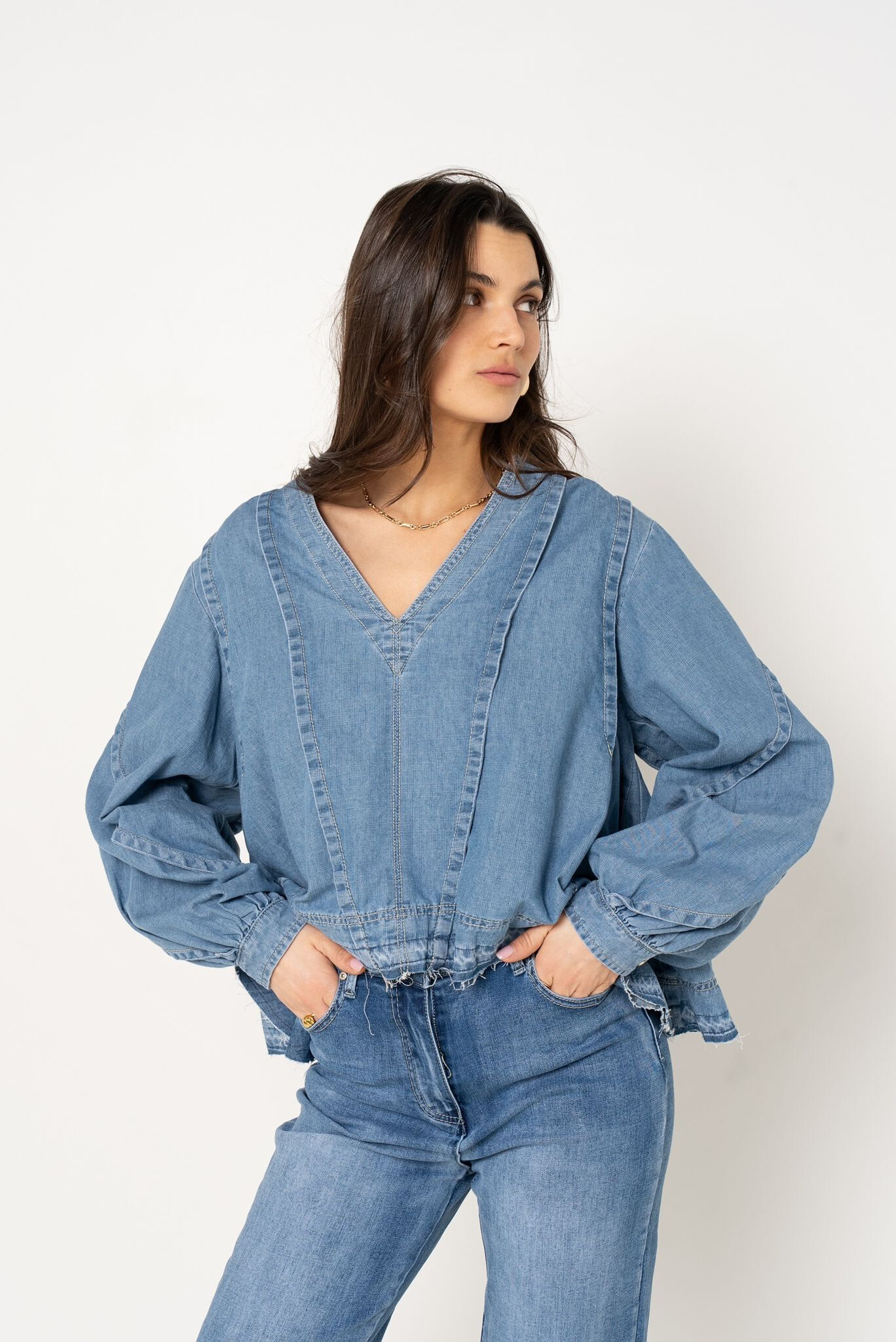 long sleeves, frayed