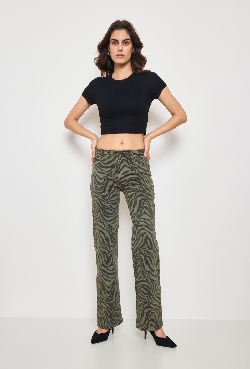 Wholesaler Place du jour - Khaki zebra print pants