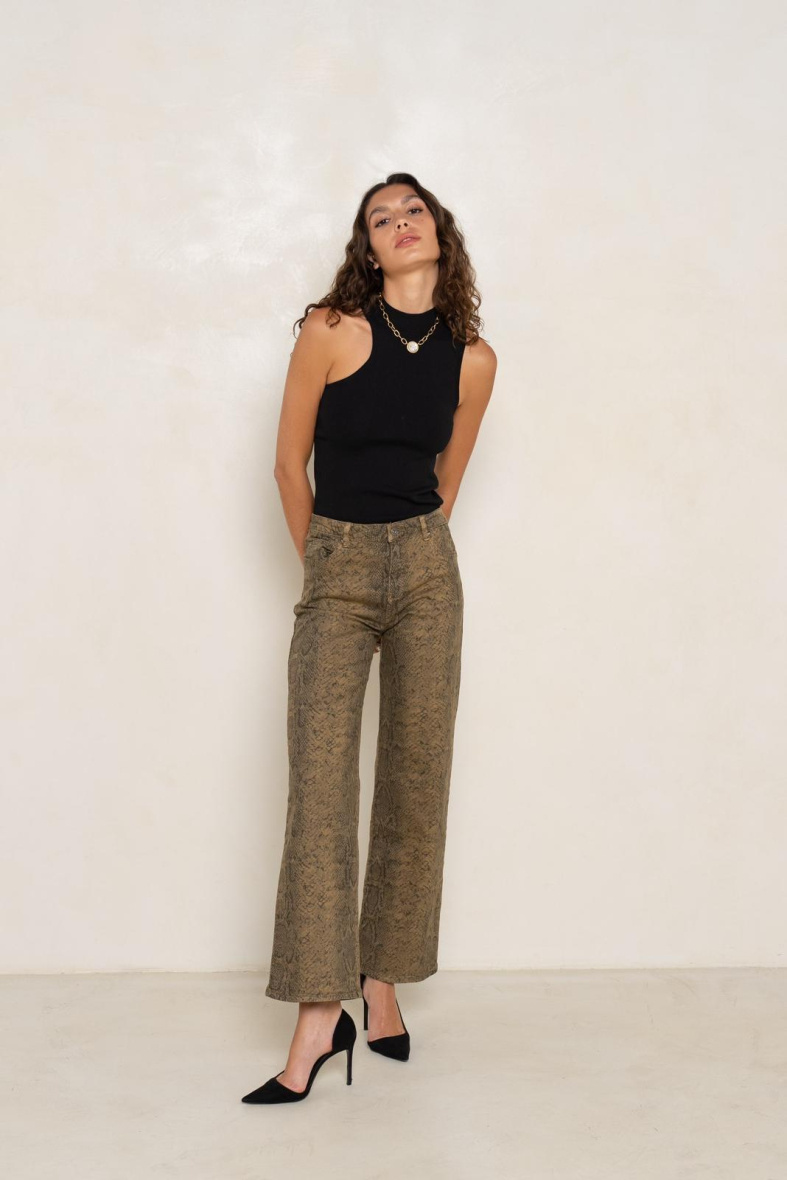 Wholesaler Place du jour - Camel snake print pants
