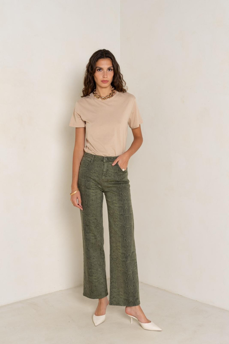 Wholesaler Place du jour - Khaki snake print pants