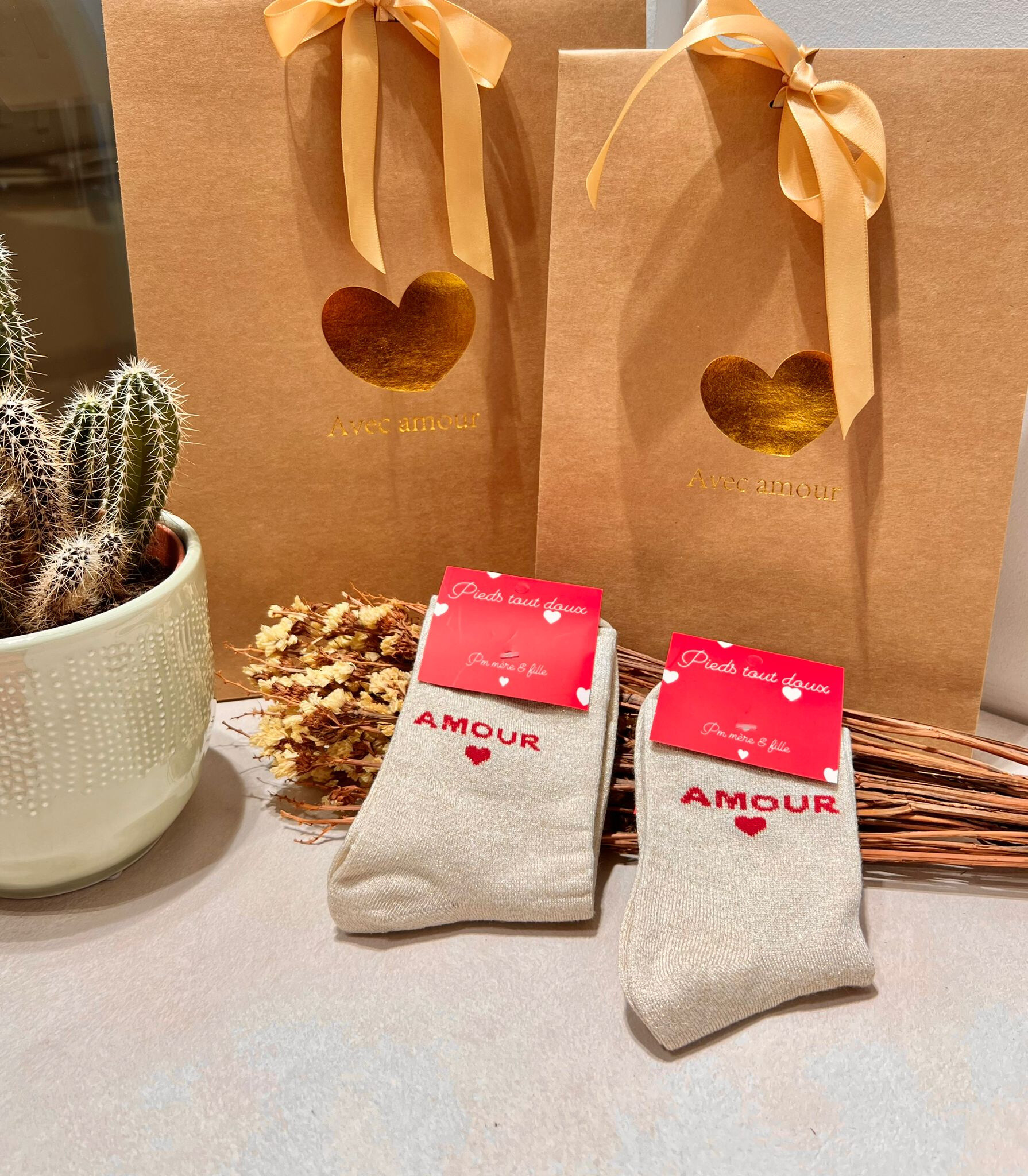 Wholesaler PM Mère & Fille - sequined socks "AMOUR" Adult