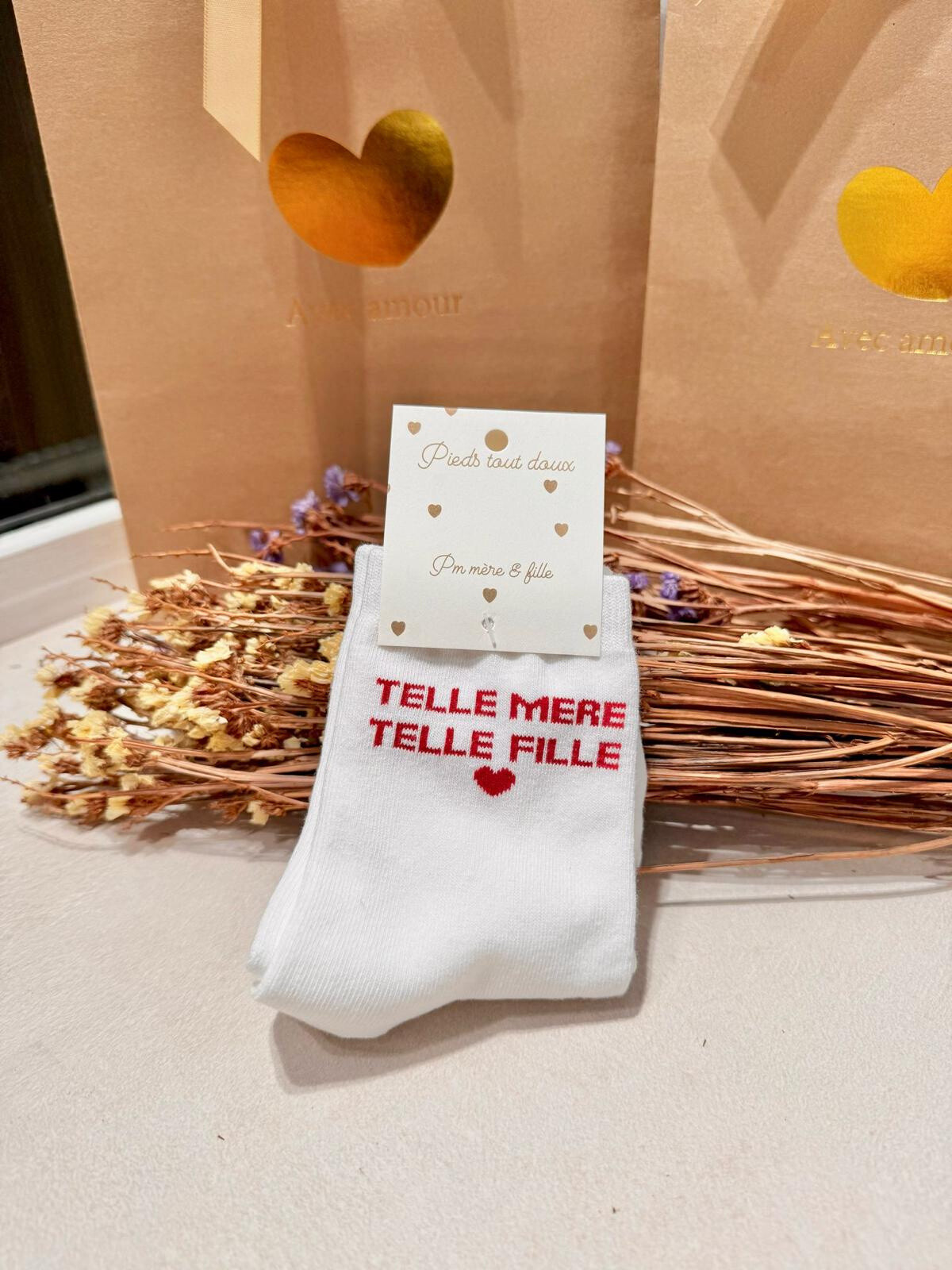 Grossiste PM Mère & Fille - Chaussette "TELLE MERE TELLE FILLE"
