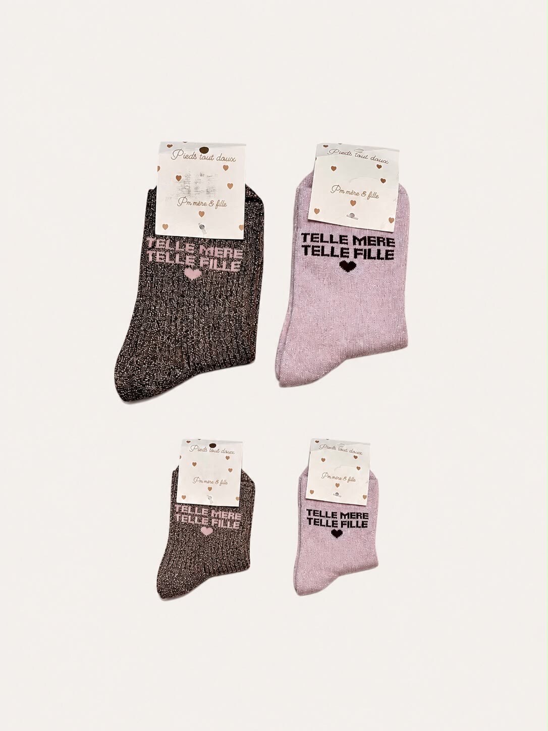 Grossiste PM Mère & Fille - Chaussettes femme TELLE MERE TELLE FILLE, pack de 12 pièces, couleurs mélangées