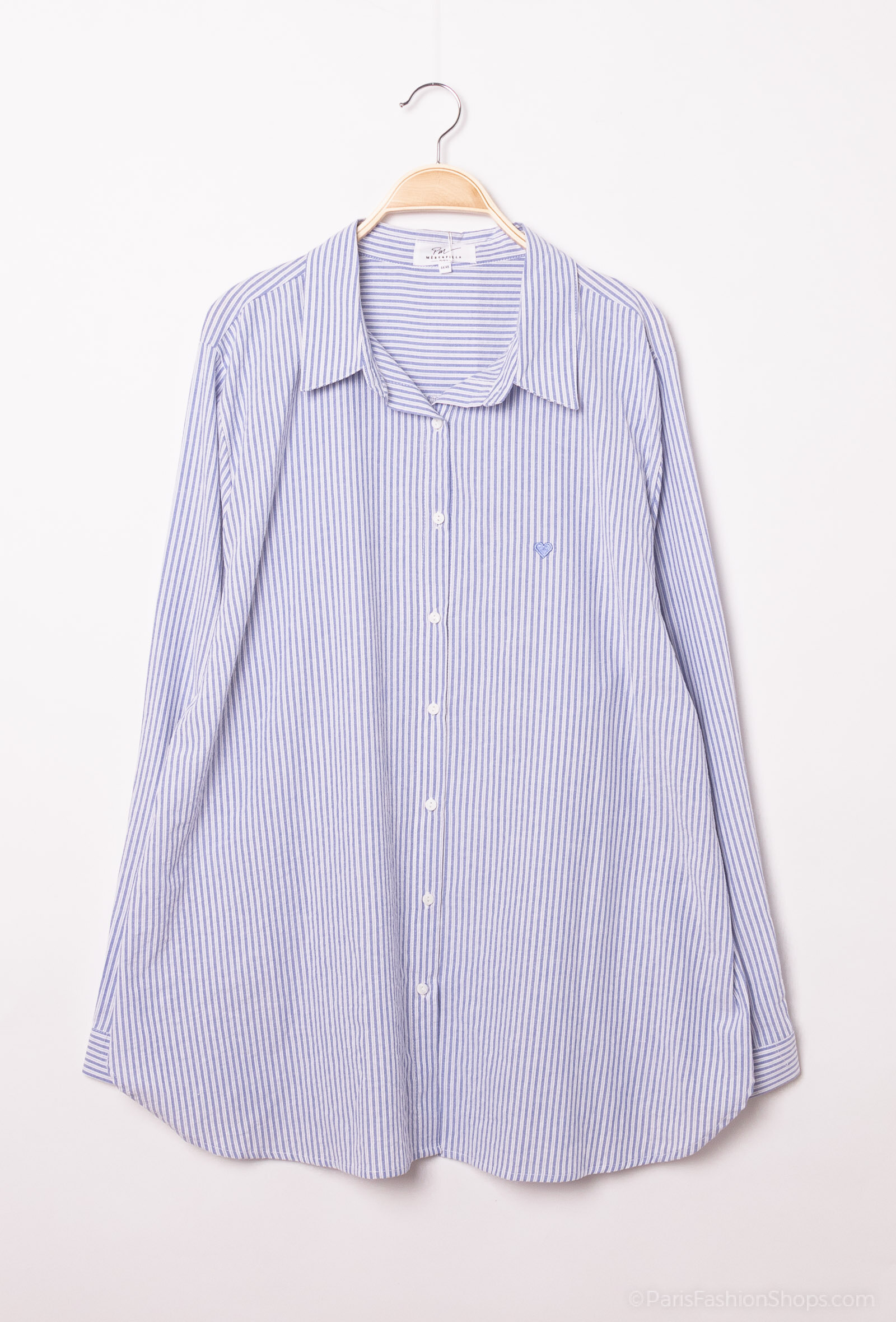 Wholesaler PM Mère & Fille - Striped shirt with heart embroidery, plus size
