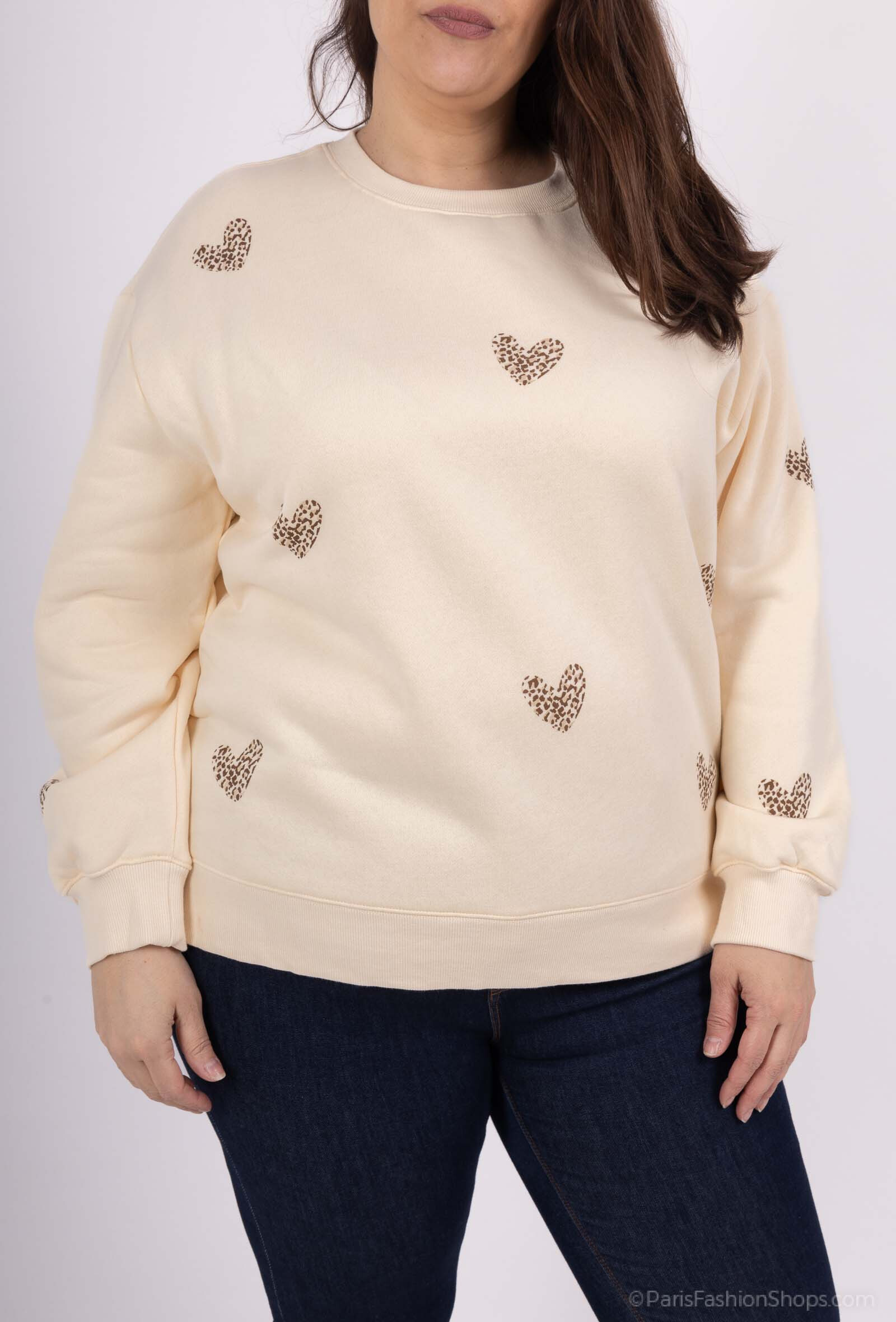 Wholesaler PM Mère & Fille - Heart embroidery lace collar sweatshirt