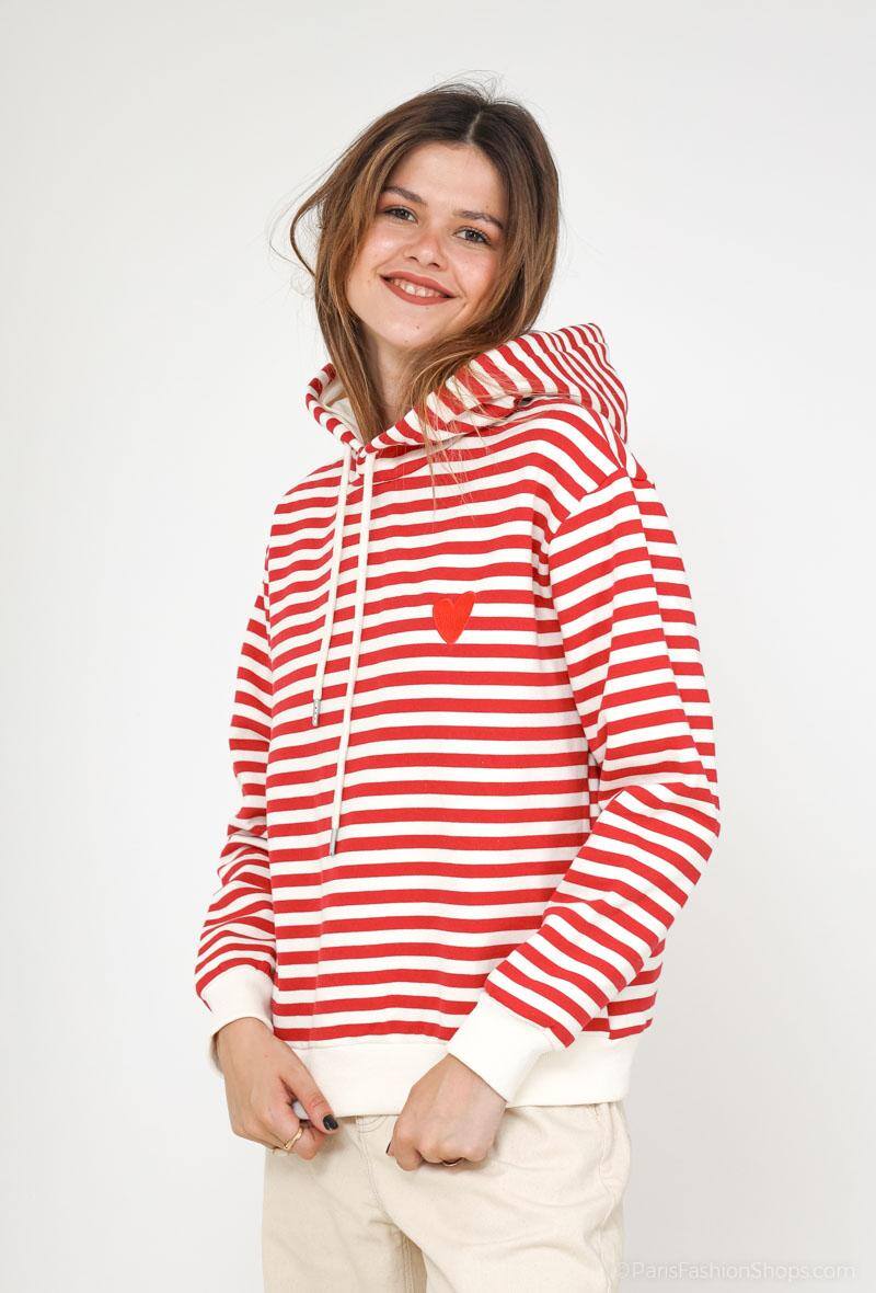 Wholesaler PM Mère & Fille - Striped hoodie with embroidered heart